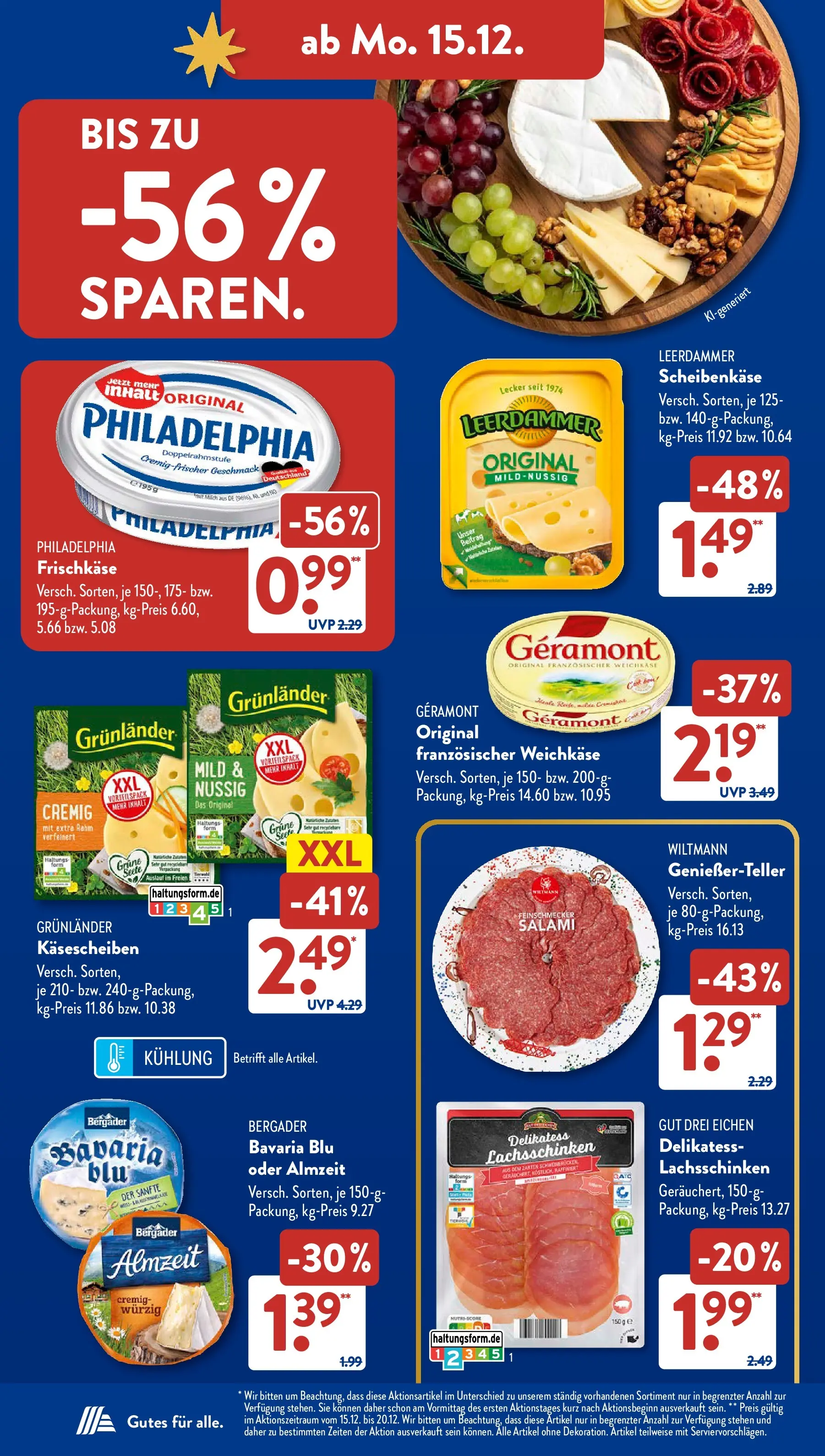 Aldi Süd - Aldi Süd: Wochenangebote (ab 14.12.2025) zum Blättern | Seite: 6 | Produkte: Geramont, Leerdammer, Salami, Frischkase