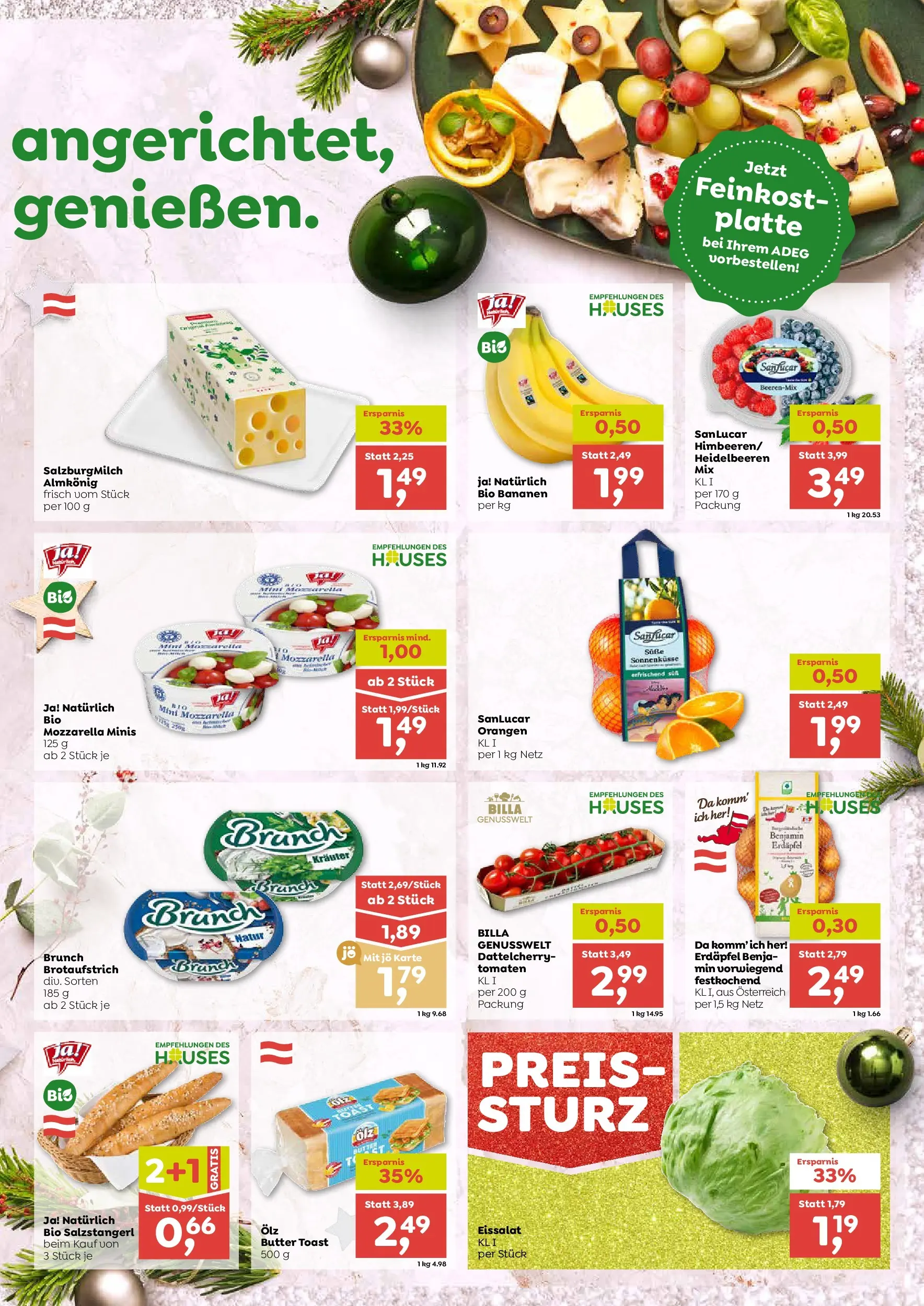 ADEG Weissenbach, Hausmening von 18.12.2025 - Aktuelle Angebote | Seite: 5 | Produkte: Butter, Orangen, Tomaten, Bananen