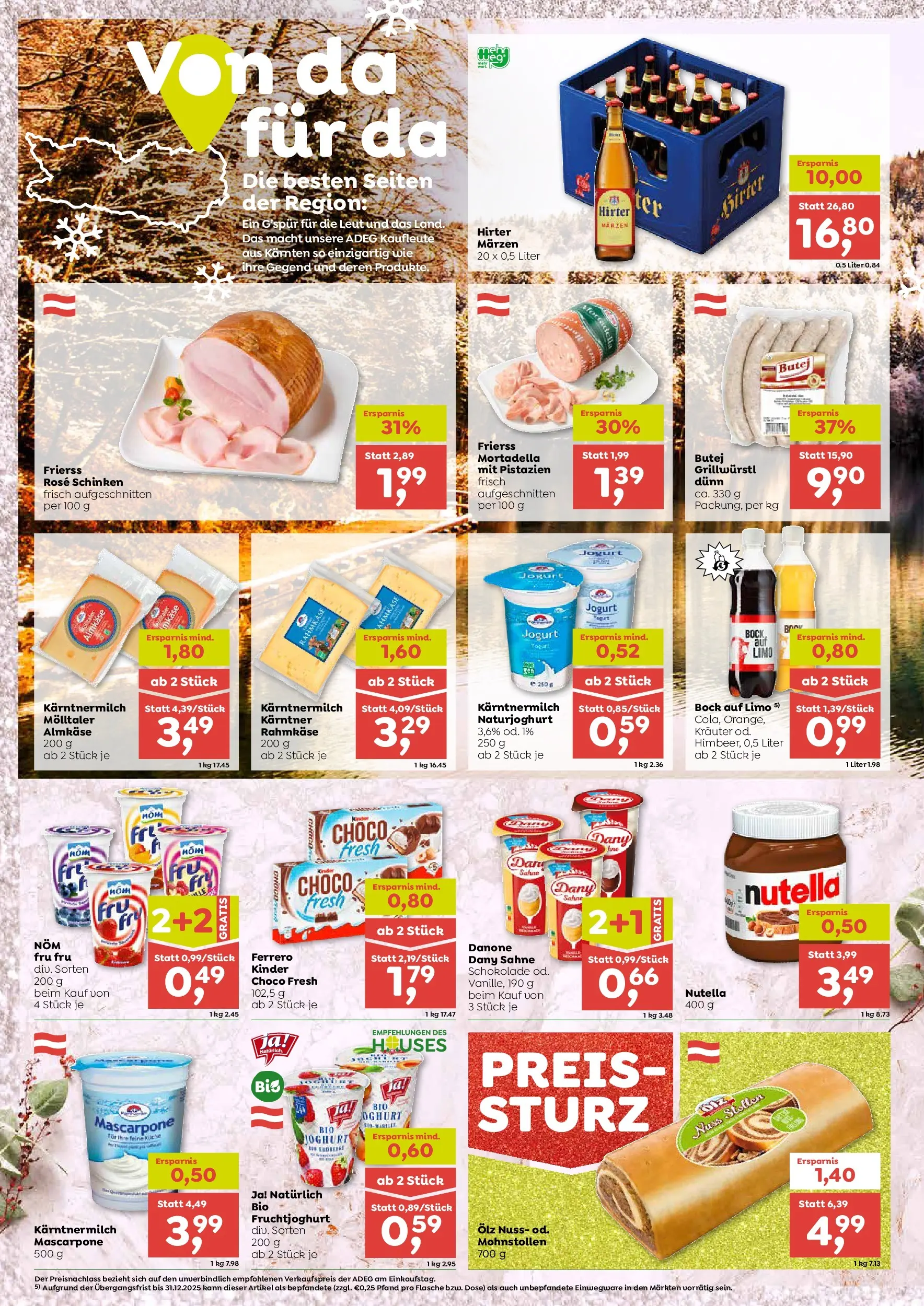 ADEG Hermagor, Ebenthal von 18.12.2025 - Aktuelle Angebote | Seite: 6 | Produkte: Sahne, Joghurt, Schokolade, Schinken