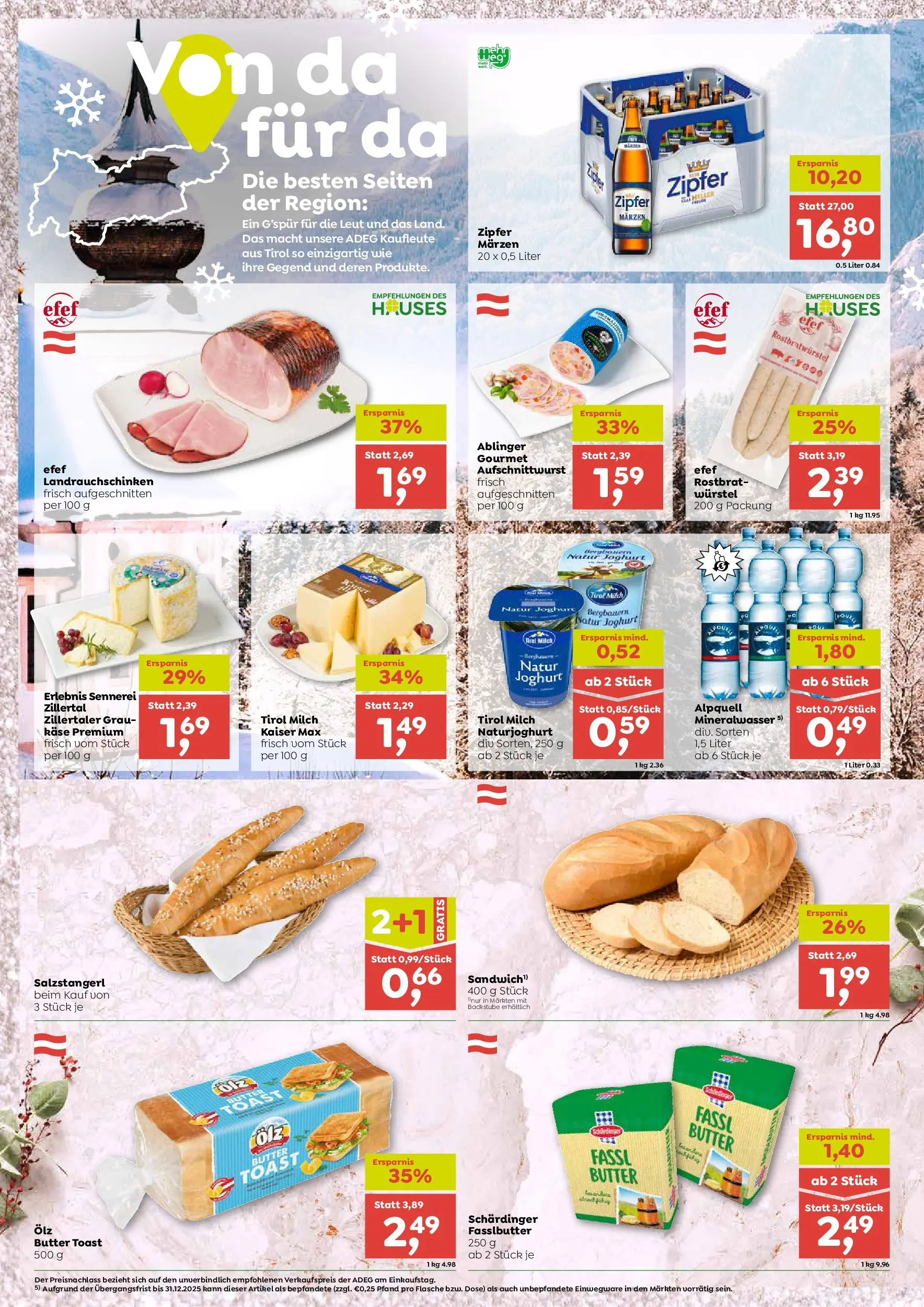 ADEG Bach, Ausservillgraten von 18.12.2025 - Aktuelle Angebote | Seite: 4 | Produkte: Milch, Butter, Käse, Joghurt