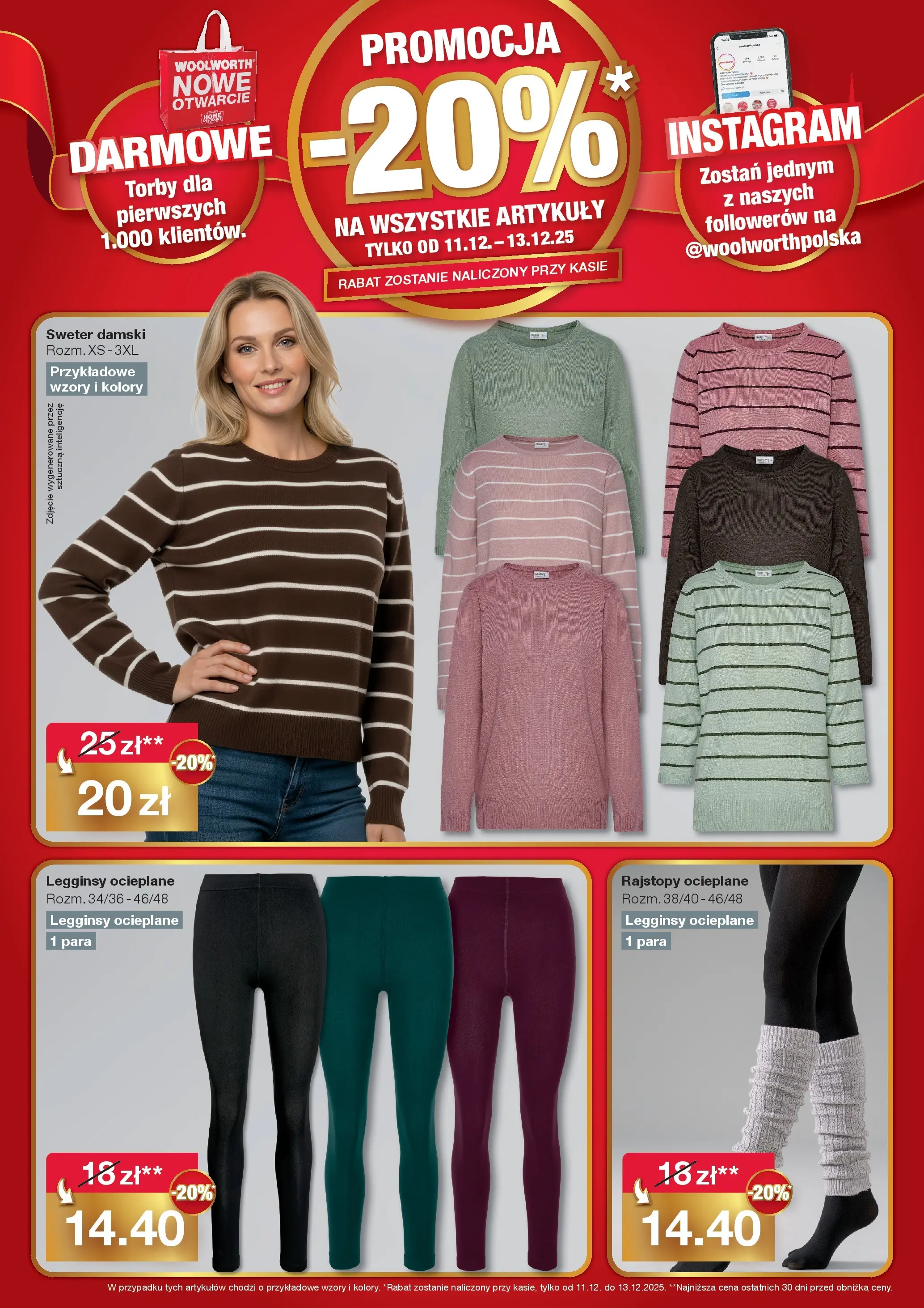 Woolworth Gazetka - Już w Tarnowskie Góry od (11.12.2025 - 13.12.2025) | Strona: 3 | Produkty: Sweter, Legginsy, Rajstopy