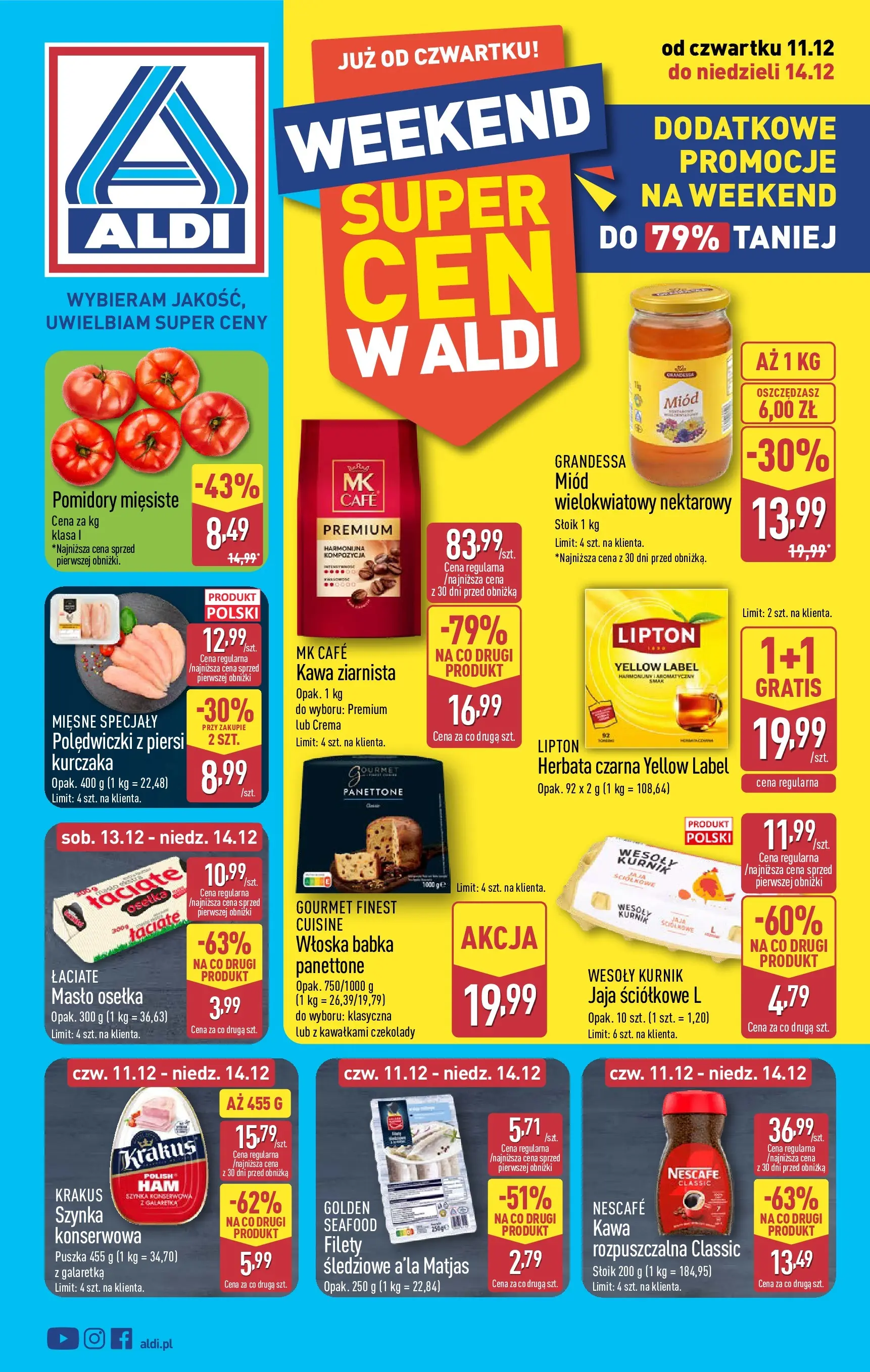 Aldi - Dodatkowe promocje na weekend w ALDI od 10.12.2025 - Ulotka PDF, promocje | Strona: 1 | Produkty: Czekolady, Nescafe, Kawa ziarnista, Jaja