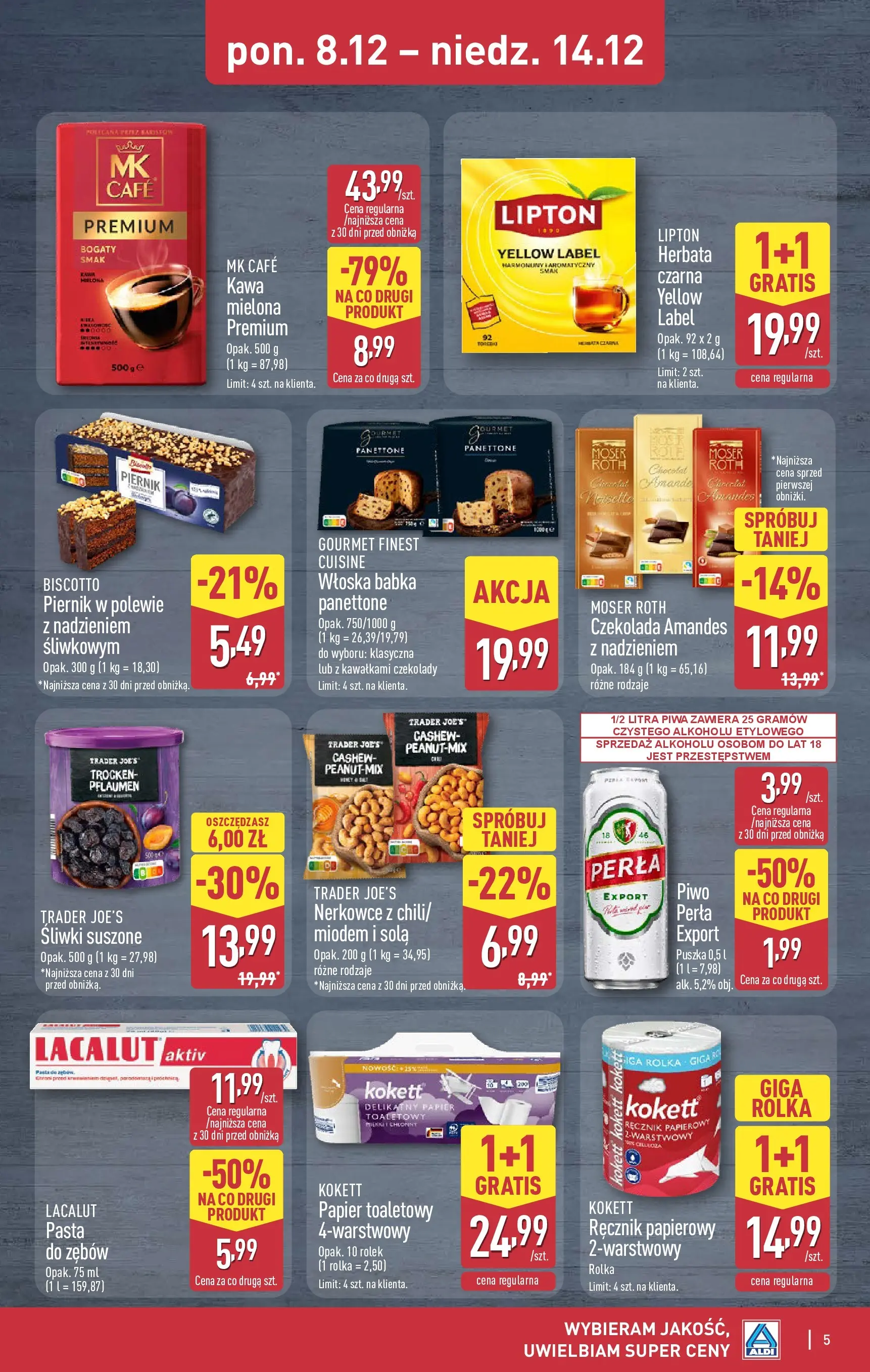 Aldi - Dodatkowe promocje na weekend w ALDI od 10.12.2025 - Ulotka PDF, promocje | Strona: 5 | Produkty: Piernik, Śliwki, Kawa, Herbata