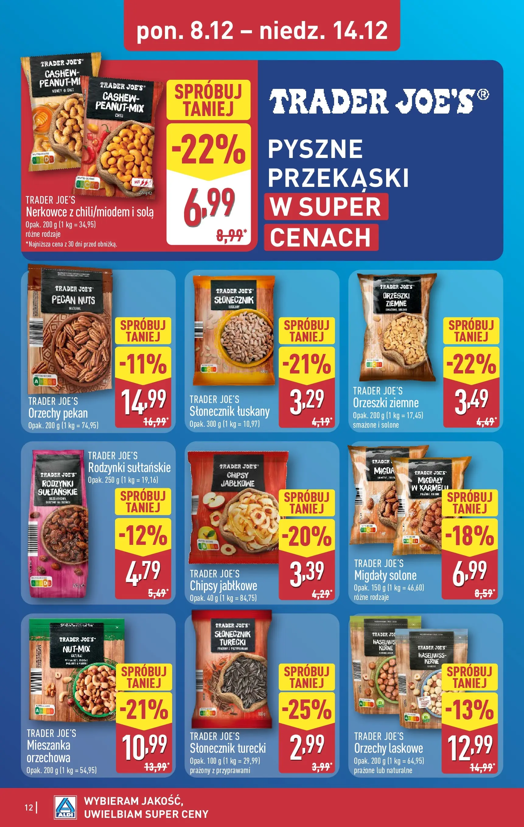 Aldi - Dodatkowe promocje na weekend w ALDI od 10.12.2025 - Ulotka PDF, promocje | Strona: 12 | Produkty: Słonecznik, Orzeszki ziemne, Chipsy jabłkowe, Rodzynki