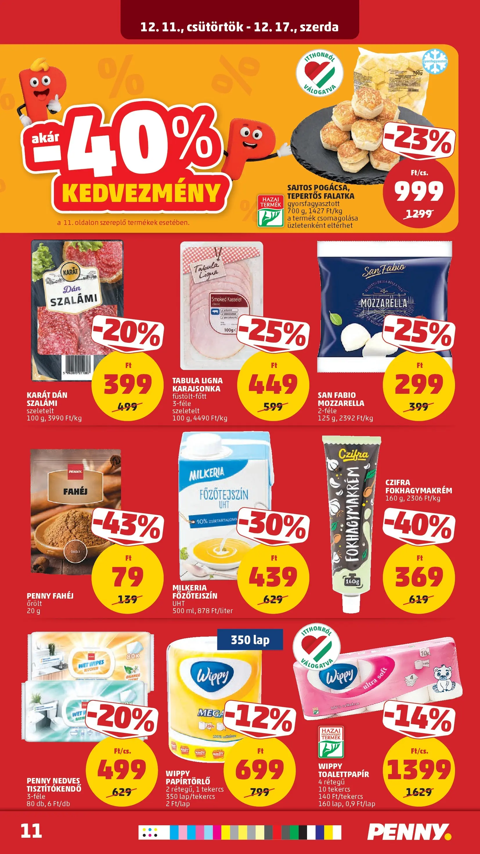 PENNY - Pennymarket újság érvényessége -2025.12.17-ig: 2025.12.10.-tól lapozható | Oldal: 11 | Termékek: Mozzarella, Papírtörlő, Tisztítókendő, Fahéj