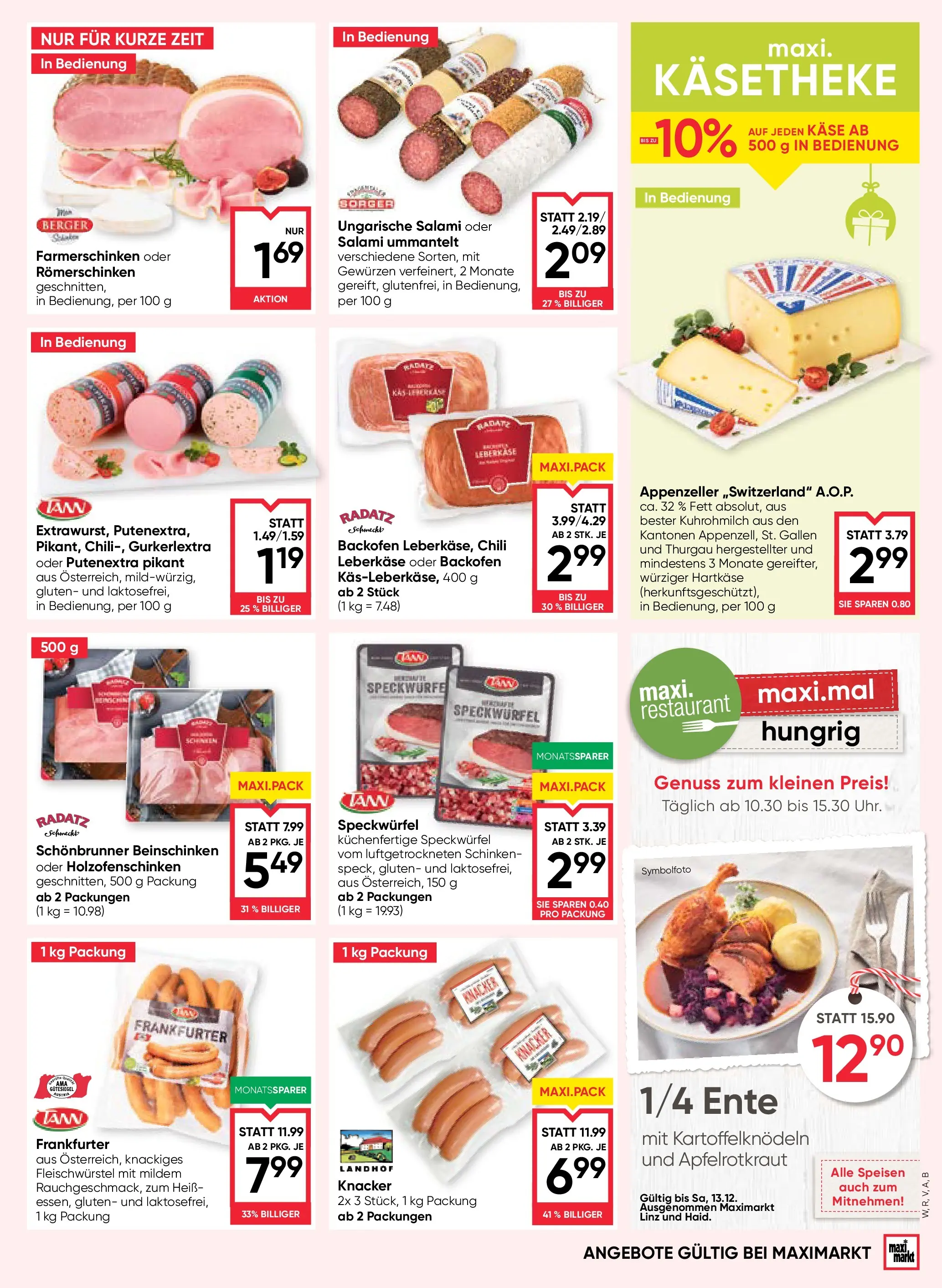 Maximarkt Ried von 11.12.2025 - Aktuelle Angebote | Seite: 9 | Produkte: Chili, Käse, Salami, Schinken