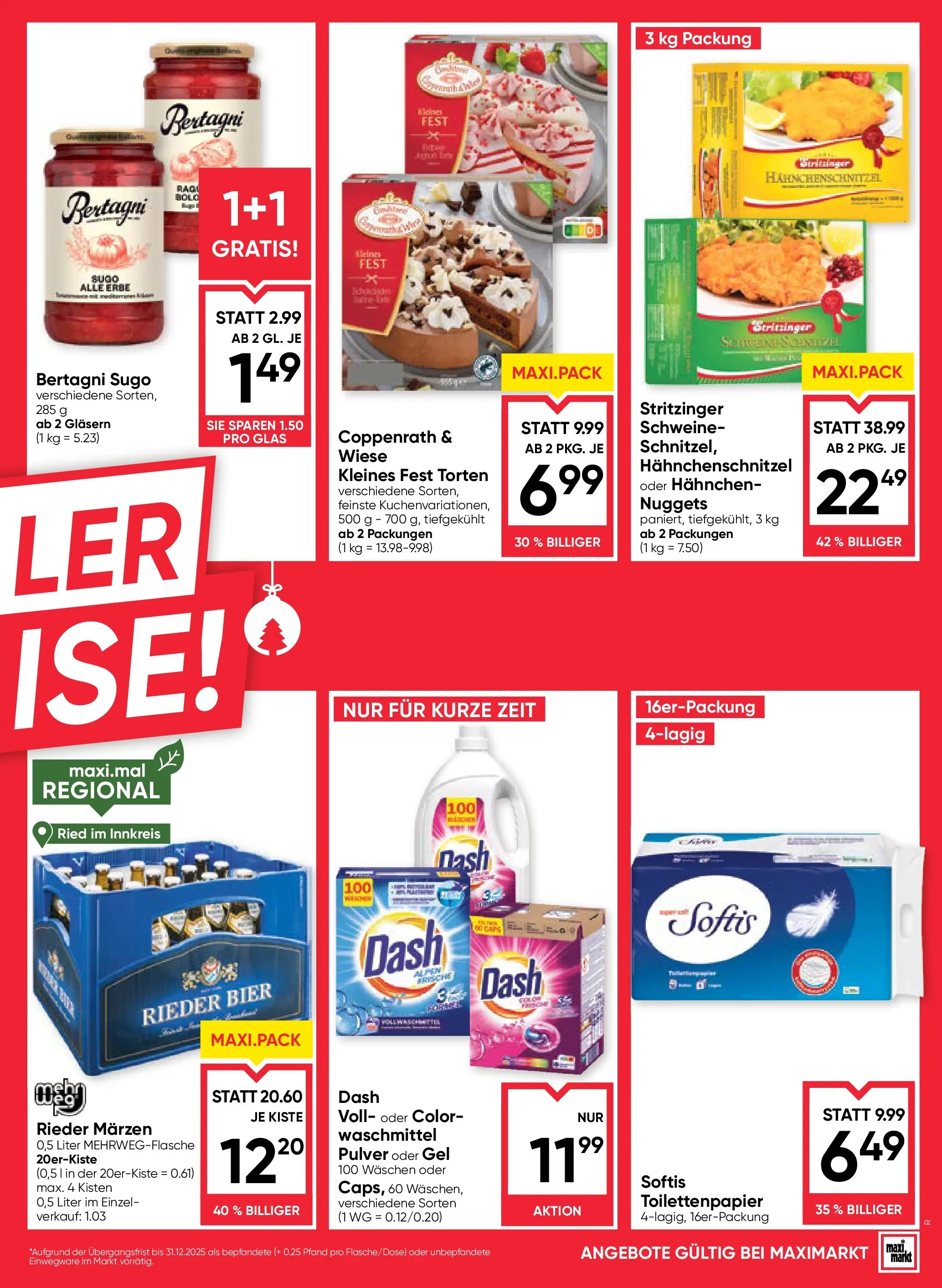 Maximarkt Ried von 11.12.2025 - Aktuelle Angebote | Seite: 3 | Produkte: Bier, Waschmittel