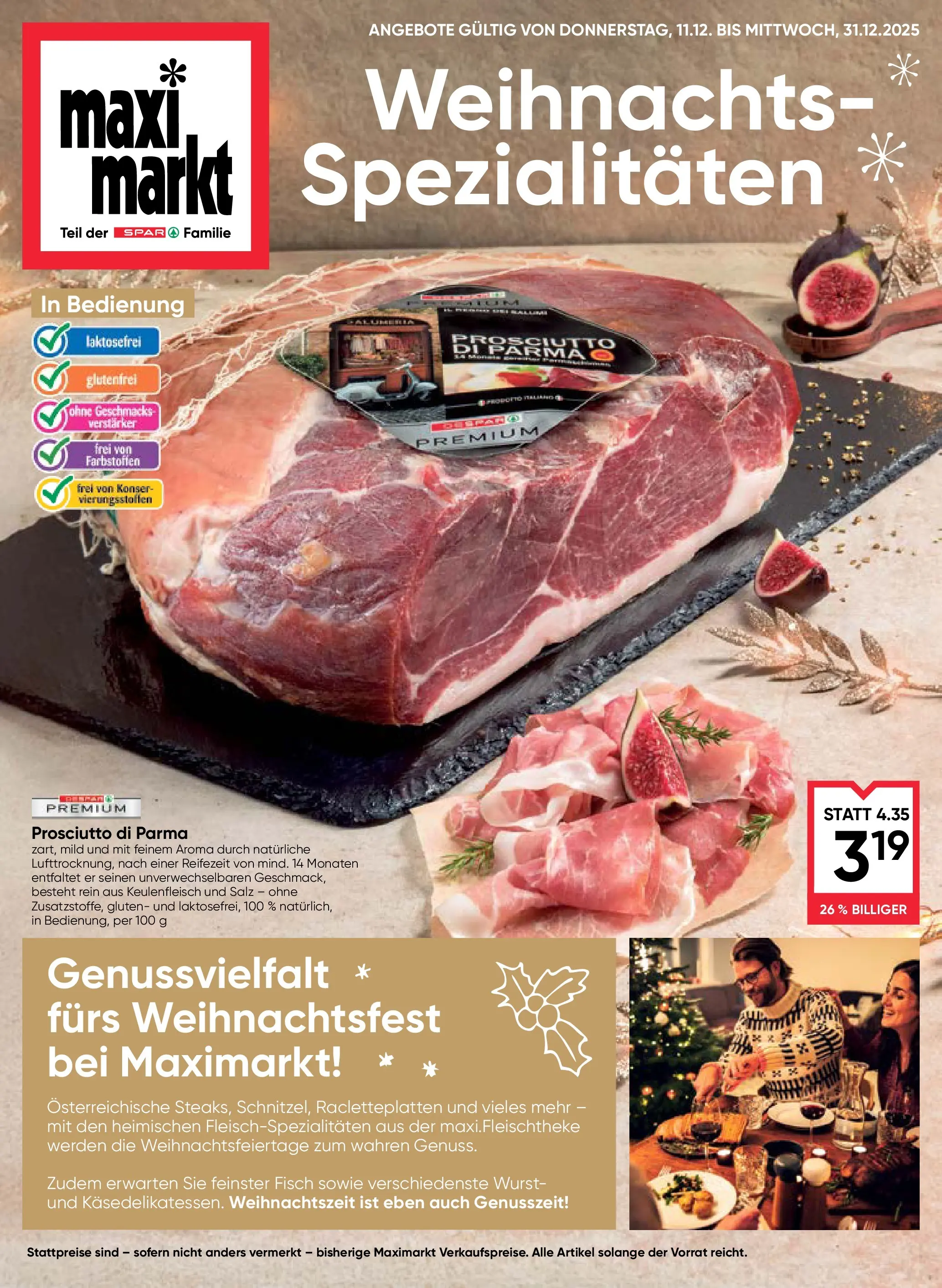 Maximarkt Weihnachtsspezialitäte von 11.12.2025 - Aktuelle Angebote | Seite: 1 | Produkte: Salz, Wurst, Fisch