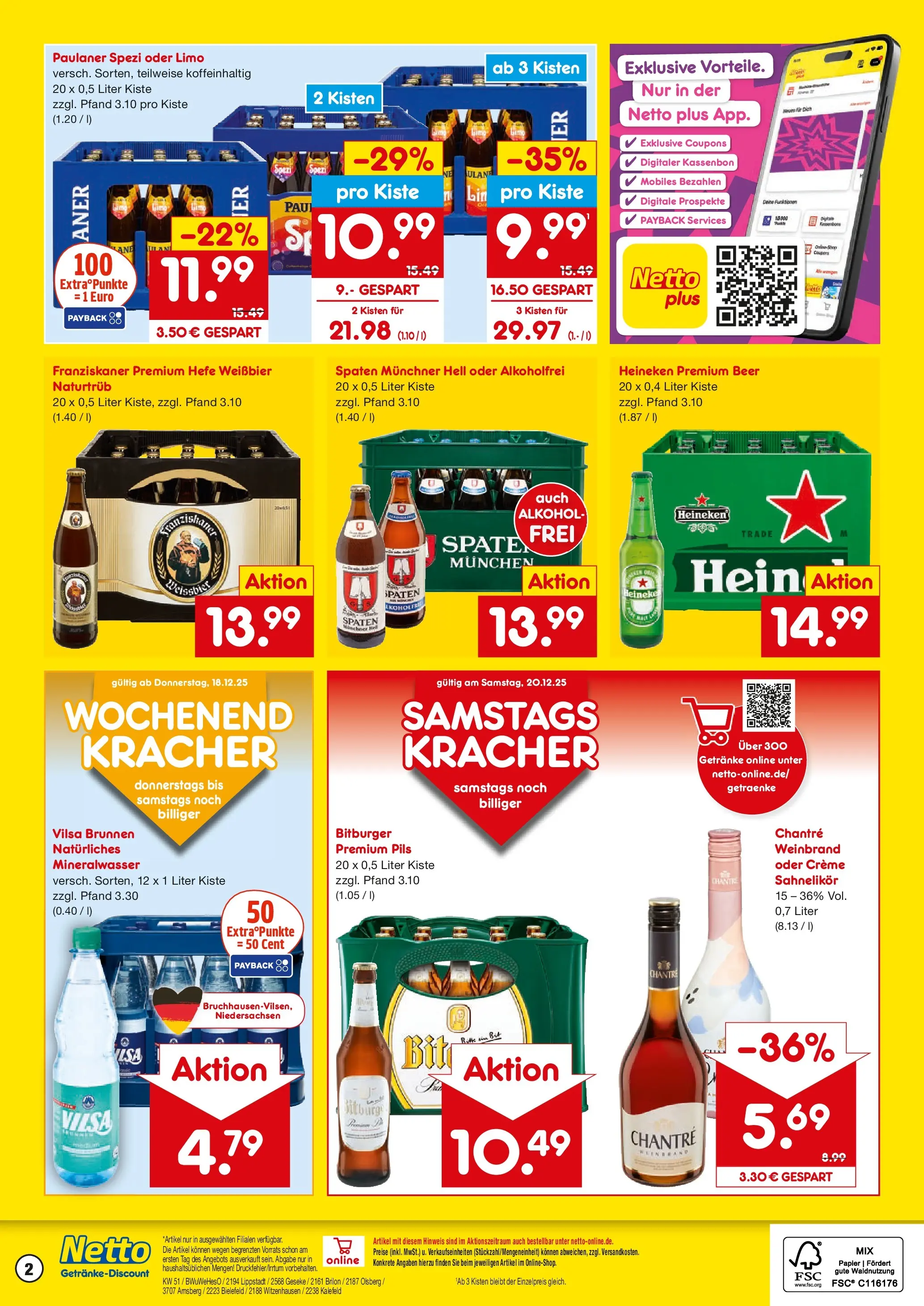 Netto Marken-Discount prospekt Olsberg	 (ab 15.12.2025) » Angebote | Seite: 2 | Produkte: Weißbier, Paulaner spezi, Pils, Chantré