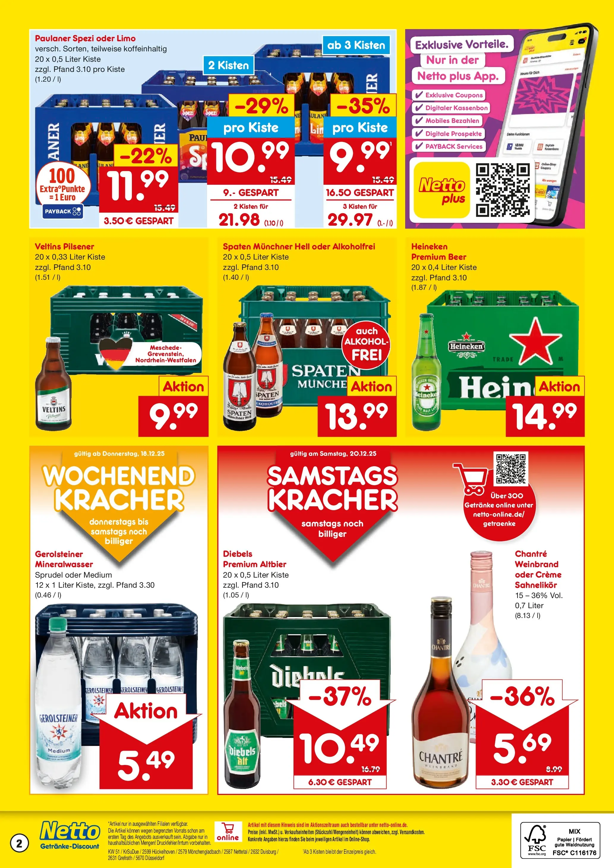 Netto Marken-Discount prospekt Duisburg	 (ab 15.12.2025) » Angebote | Seite: 2 | Produkte: Paulaner spezi, Creme, Paulaner, Gerolsteiner