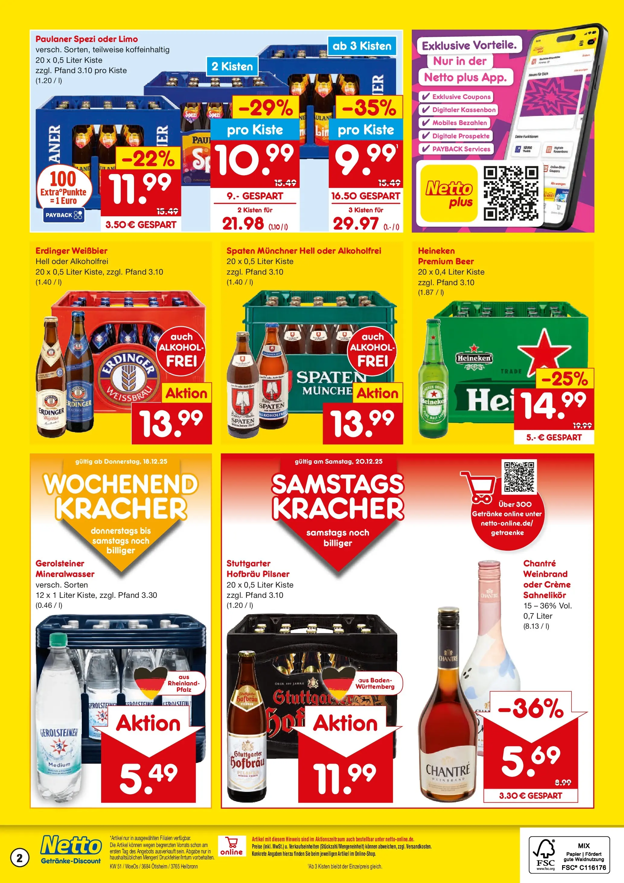 Netto Marken-Discount prospekt Heilbronn	 (ab 15.12.2025) » Angebote | Seite: 2 | Produkte: Erdinger, Mineralwasser, Creme, Heineken