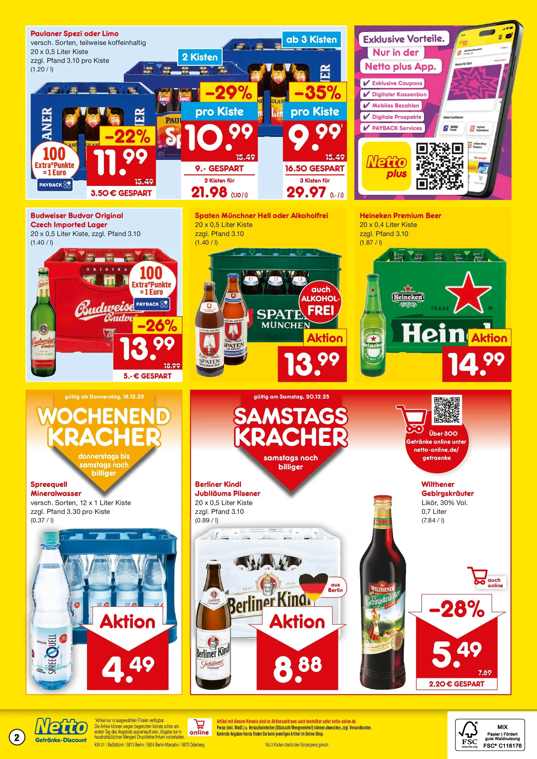 Netto Marken-Discount prospekt Berlin	 (ab 15.12.2025) » Angebote | Seite: 2 | Produkte: Wilthener, Paulaner spezi, Mineralwasser, Paulaner