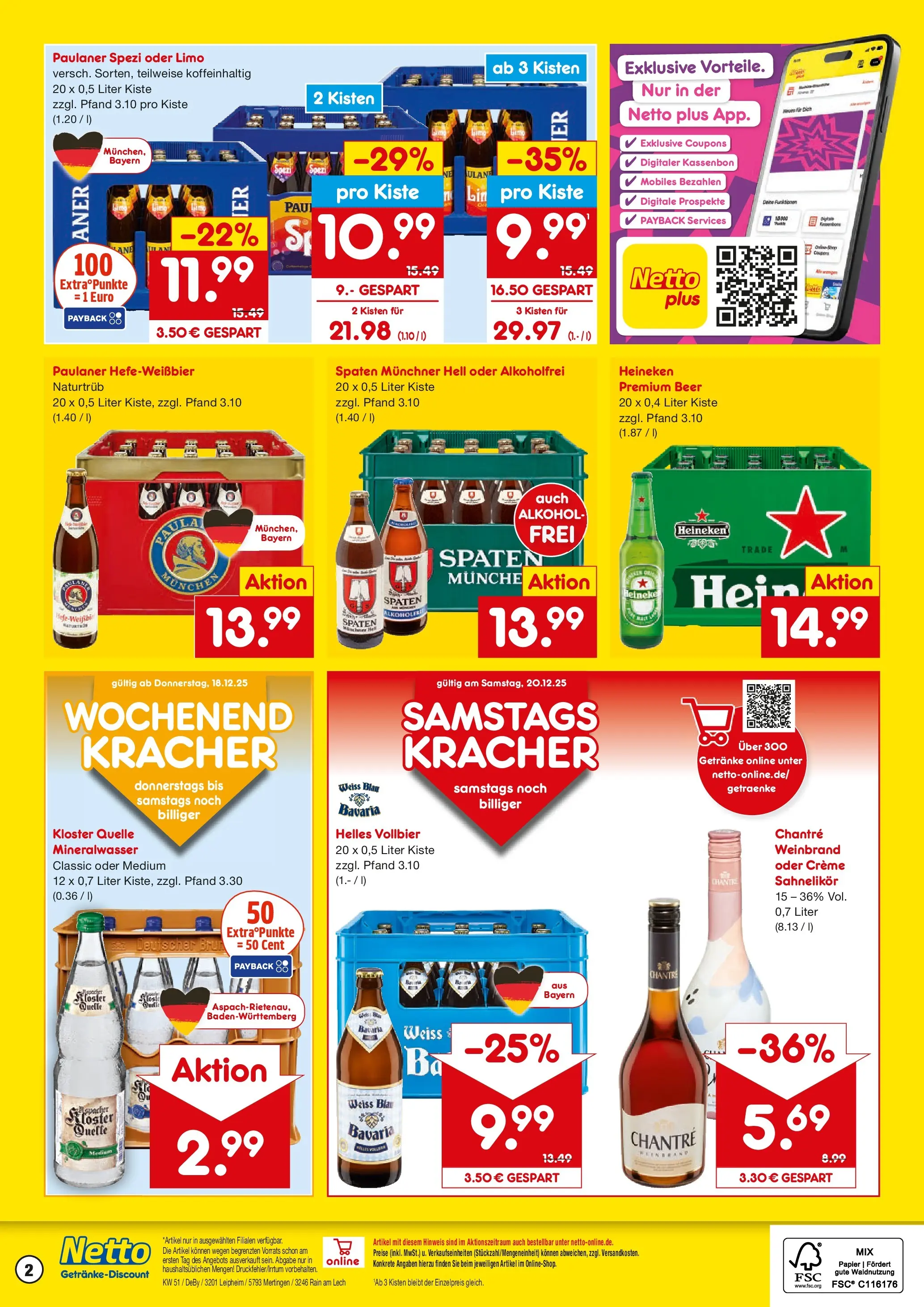 Netto Marken-Discount prospekt Rain Am Lech	 (ab 15.12.2025) » Angebote | Seite: 2 | Produkte: Paulaner spezi, Heineken, Chantré, Paulaner