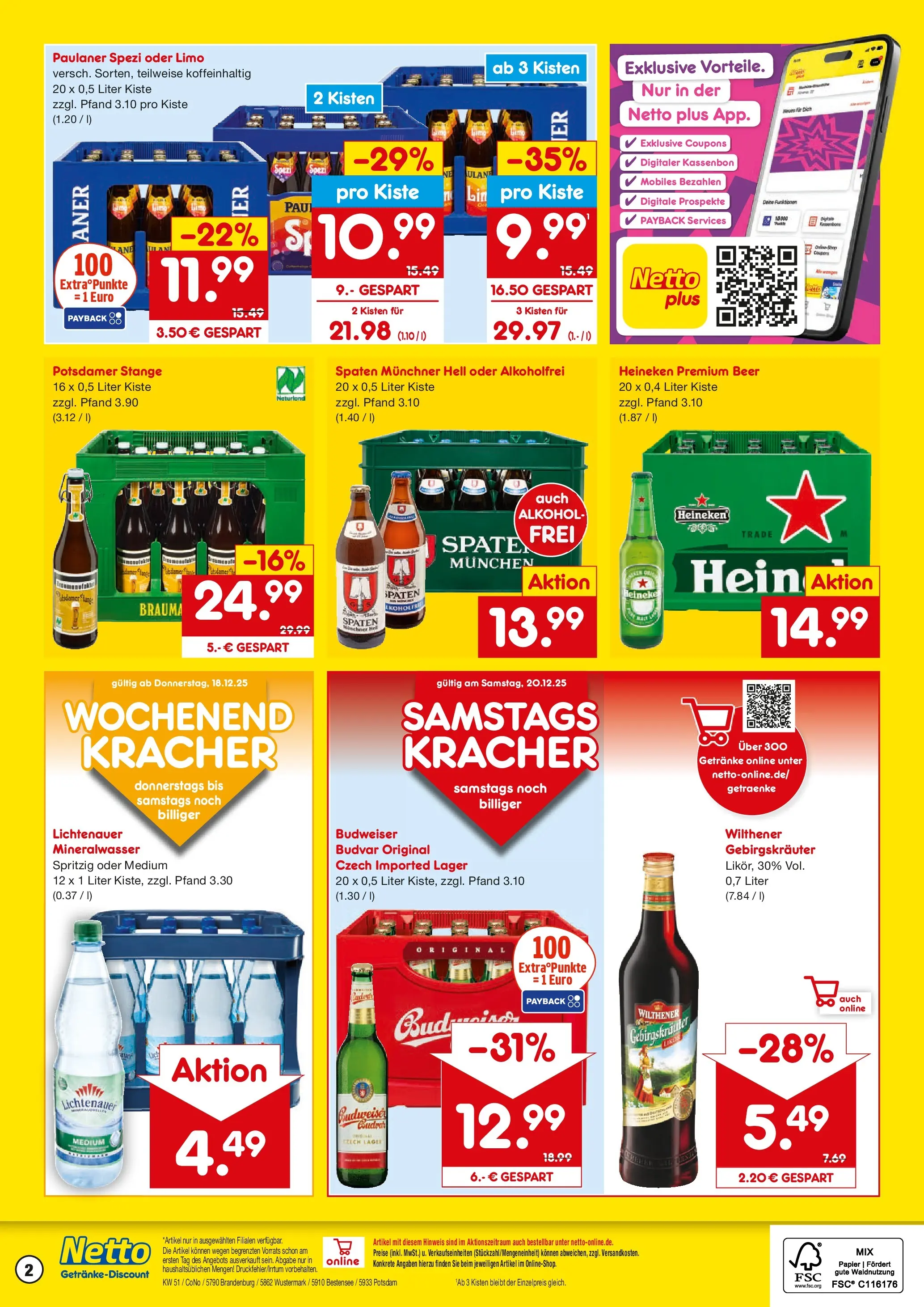 Netto Marken-Discount prospekt Brandenburg An Der Havel	 (ab 15.12.2025) » Angebote | Seite: 2 | Produkte: Wilthener, Mineralwasser, Budweiser, Paulaner