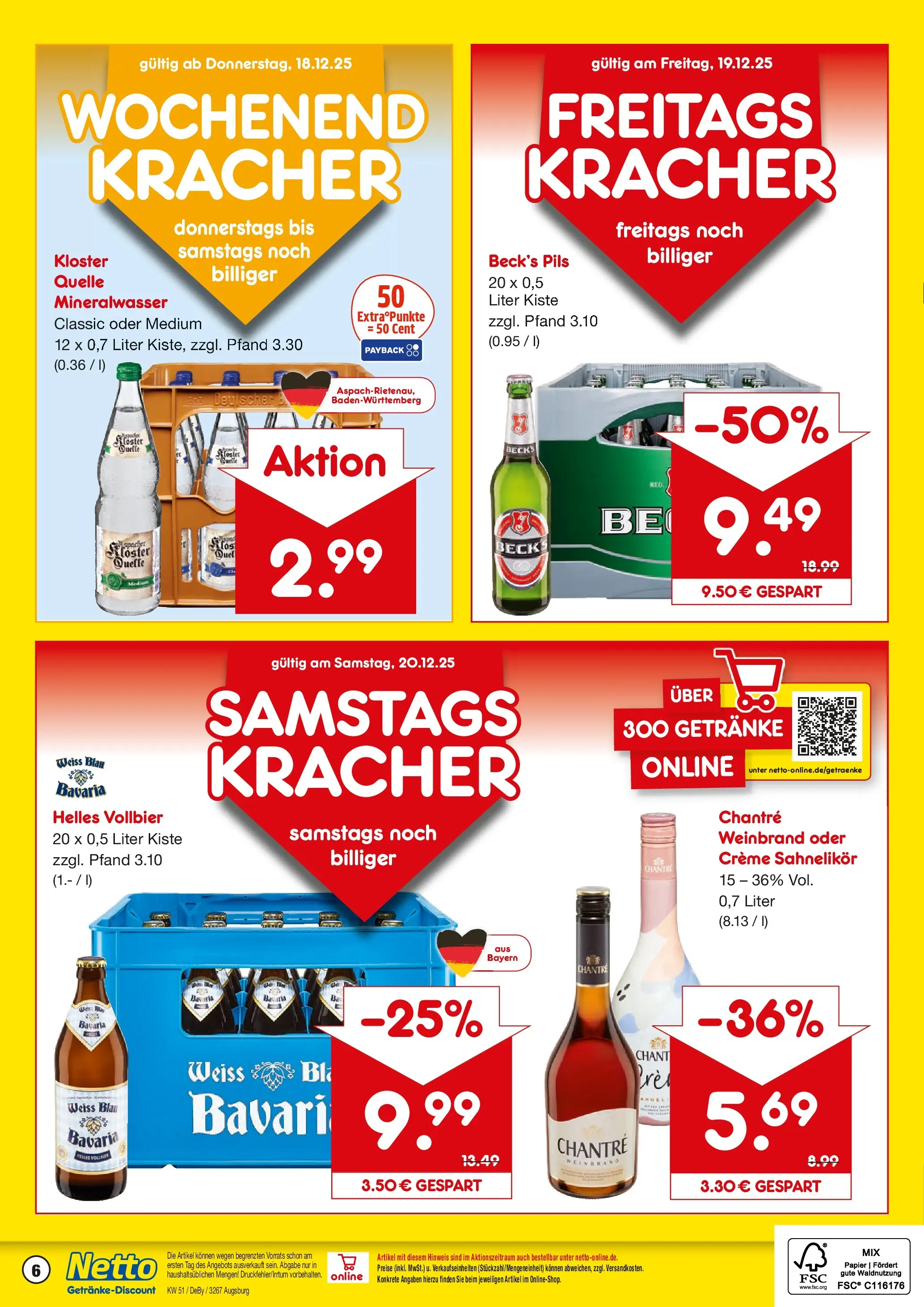 Netto Marken-Discount prospekt Augsburg-Inningen	 (ab 15.12.2025) » Angebote | Seite: 6 | Produkte: Pils, Mineralwasser, Creme, Chantré