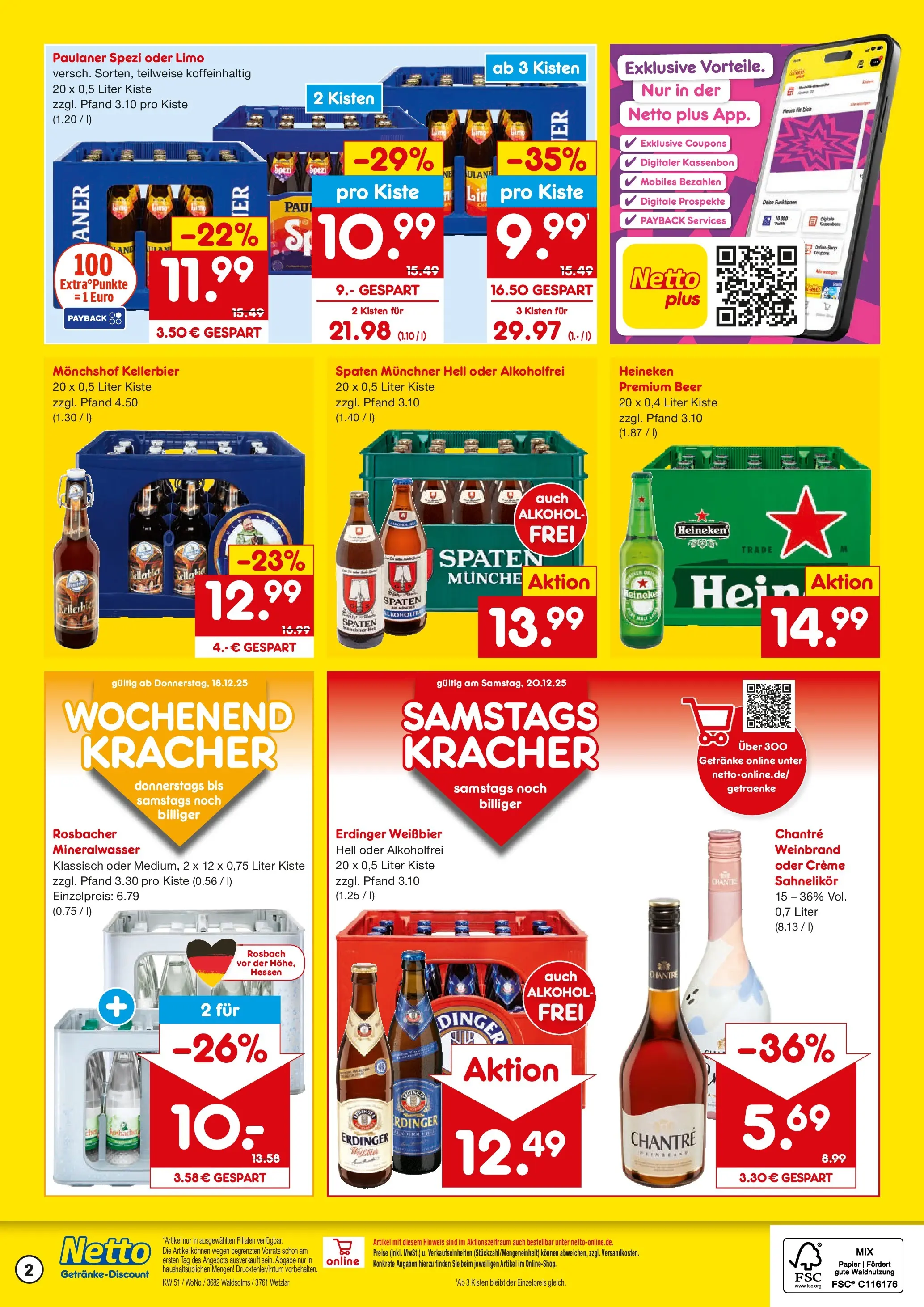 Netto Marken-Discount prospekt Wetzlar-Naunheim	 (ab 15.12.2025) » Angebote | Seite: 2 | Produkte: Weißbier, Paulaner spezi, Creme, Chantré