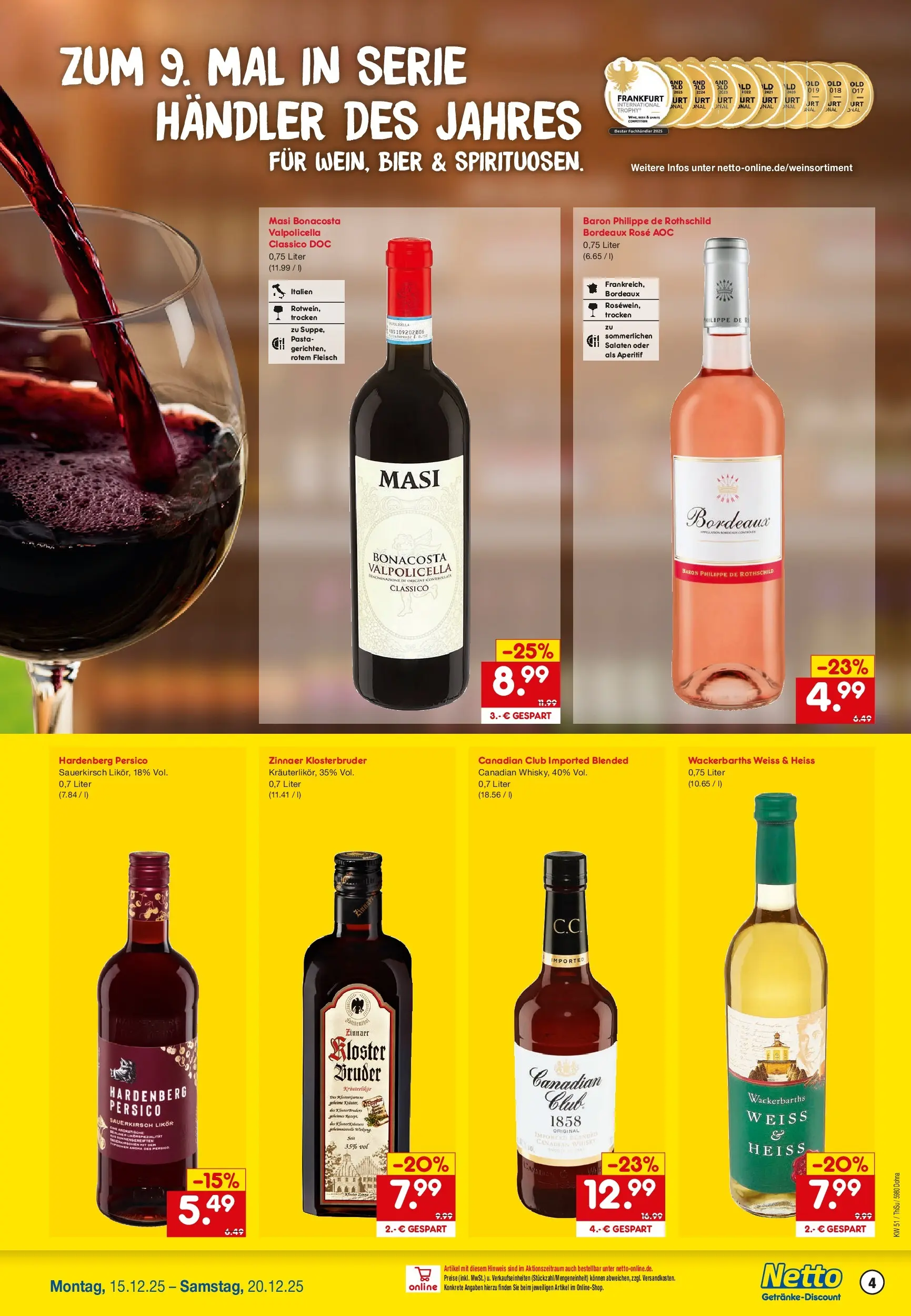 Netto Marken-Discount prospekt Dohna	 (ab 15.12.2025) » Angebote | Seite: 4 | Produkte: Bier, Likör, Pasta, Fleisch