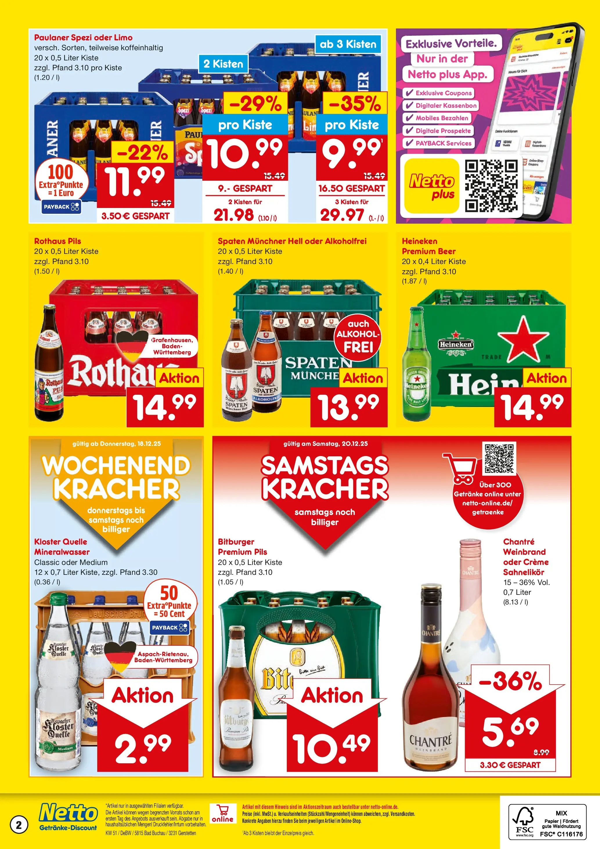 Netto Marken-Discount prospekt Gerstetten	 (ab 15.12.2025) » Angebote | Seite: 2 | Produkte: Bitburger, Mineralwasser, Heineken, Chantré