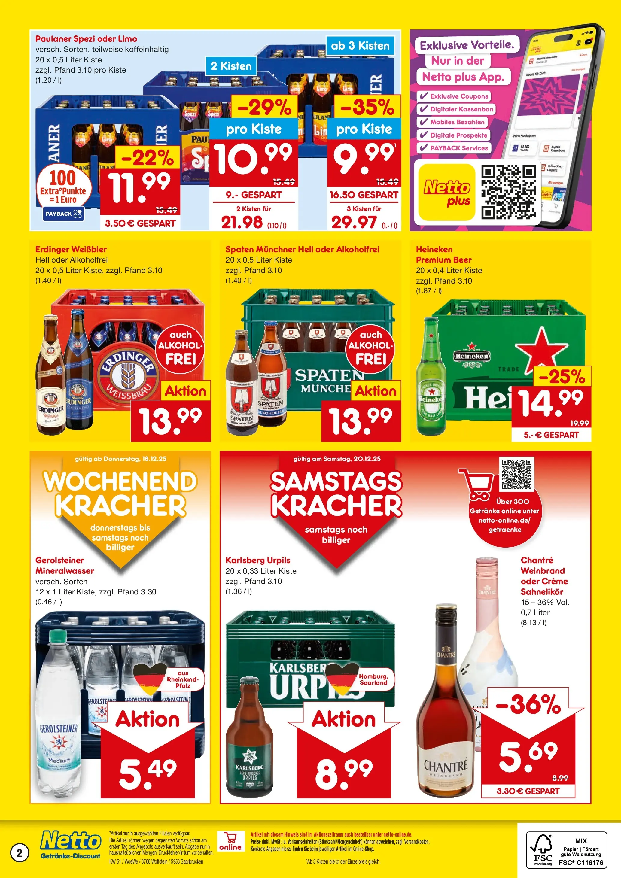 Netto Marken-Discount prospekt Saarbrücken	 (ab 15.12.2025) » Angebote | Seite: 2 | Produkte: Erdinger, Mineralwasser, Heineken, Chantré