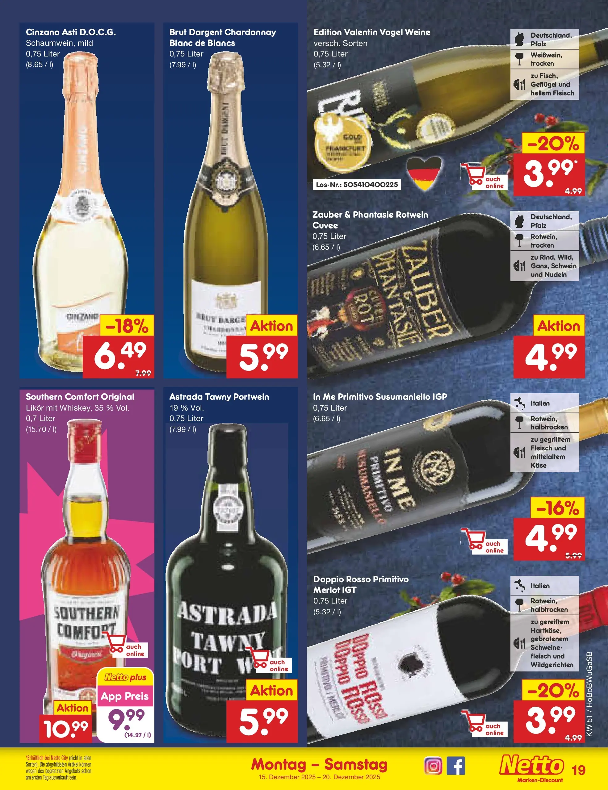 Netto Marken-Discount prospekt Stemwede-Dielingen (ab 14.12.2025) » Angebote | Seite: 21 | Produkte: Rotwein, Merlot, Southern comfort, Fleisch Netto Marken-Discount prospekt Stemwede-Dielingen (ab 14.12.2025) » Angebote | Seite: 21 | Produkte: Rotwein, Merlot, Southern comfort, Fleisch