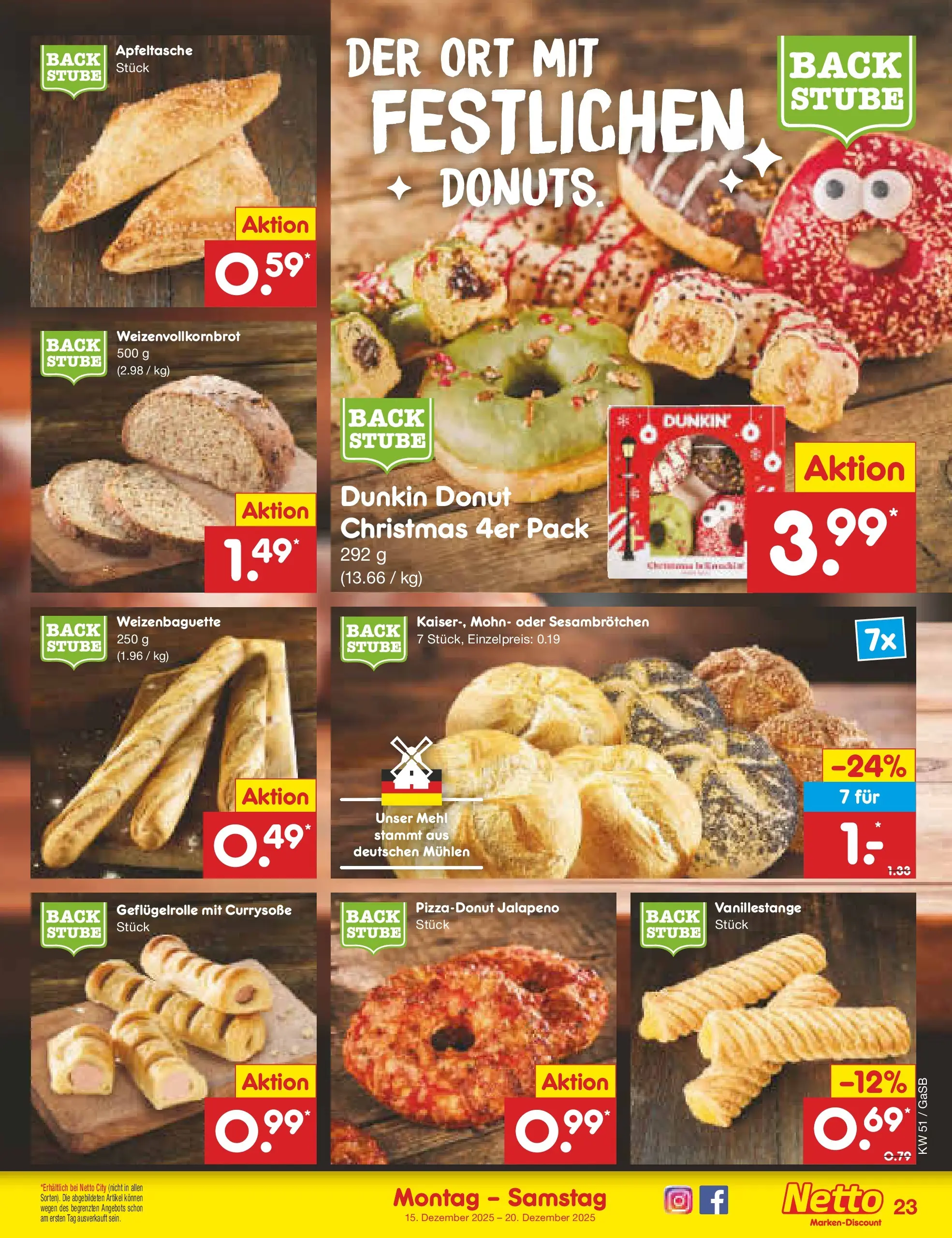 Netto Marken-Discount prospekt Bremen-Lesum	 (ab 15.12.2025) » Angebote | Seite: 31 | Produkte: Mehl, Donuts