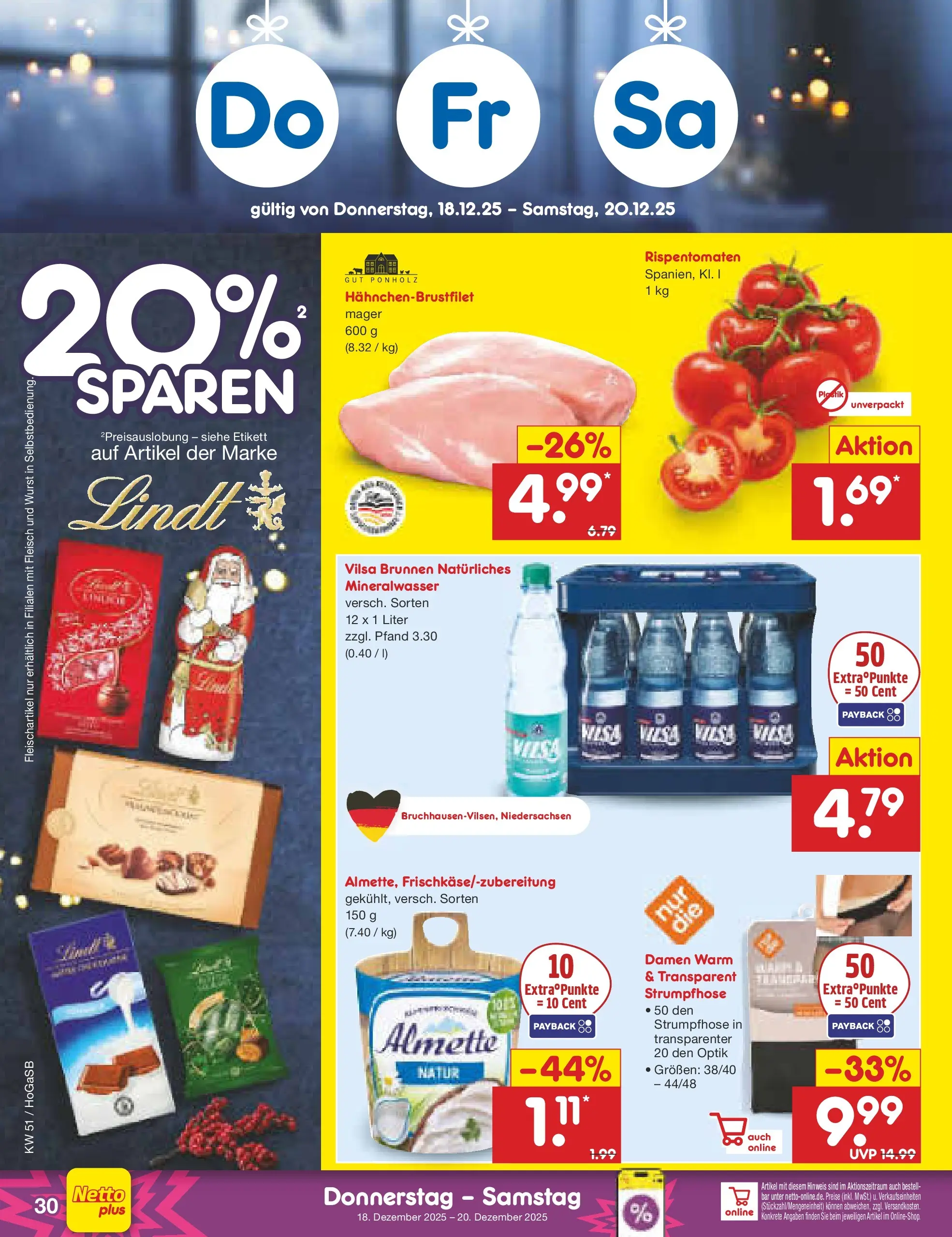 Netto Marken-Discount prospekt Bremen-Lesum	 (ab 15.12.2025) » Angebote | Seite: 38 | Produkte: Almette, Mineralwasser, Wurst, Strumpfhose