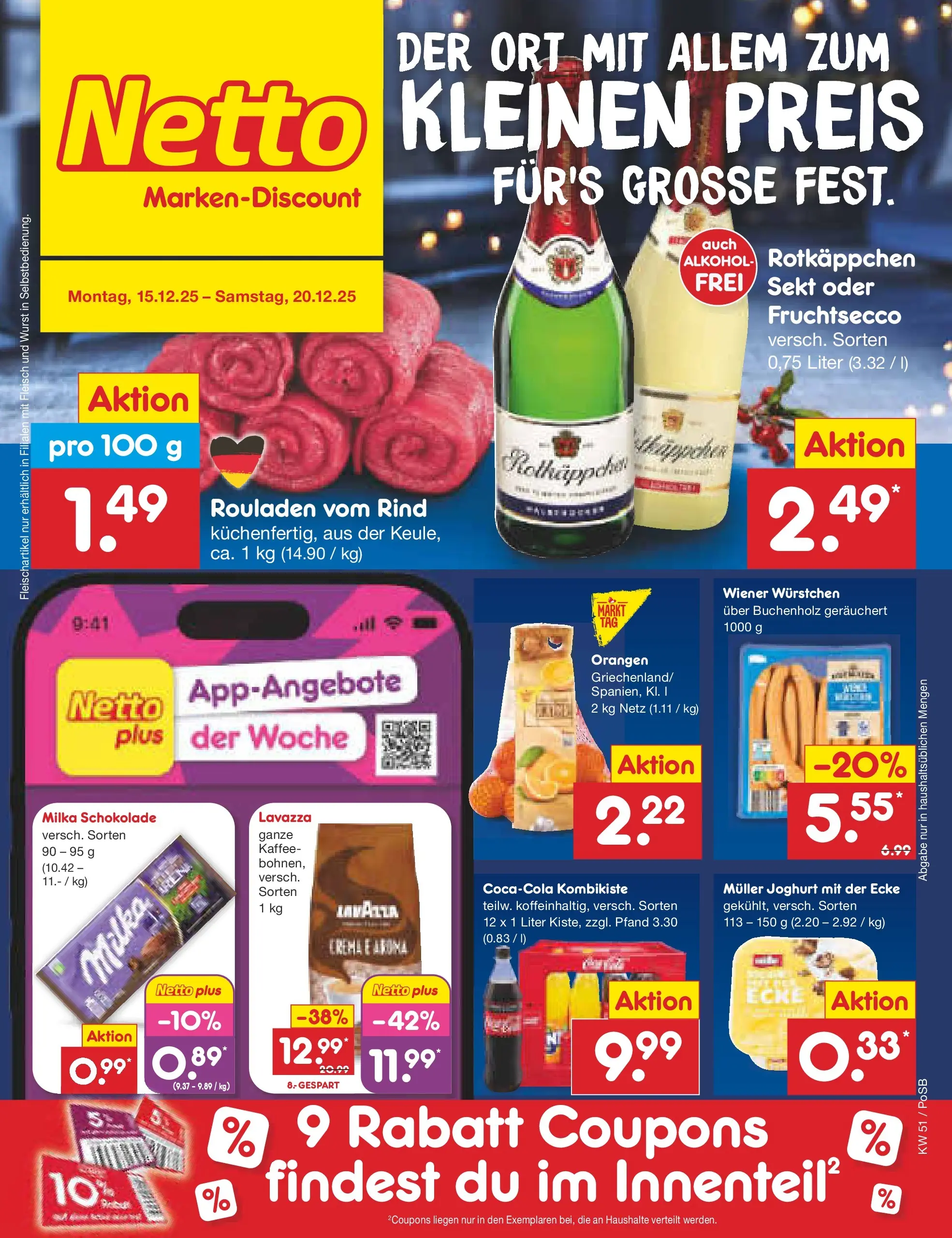 Netto Marken-Discount prospekt Regensburg	 (ab 15.12.2025) » Angebote | Seite: 1 | Produkte: Lavazza, Milka schokolade, Sekt, Rotkäppchen
