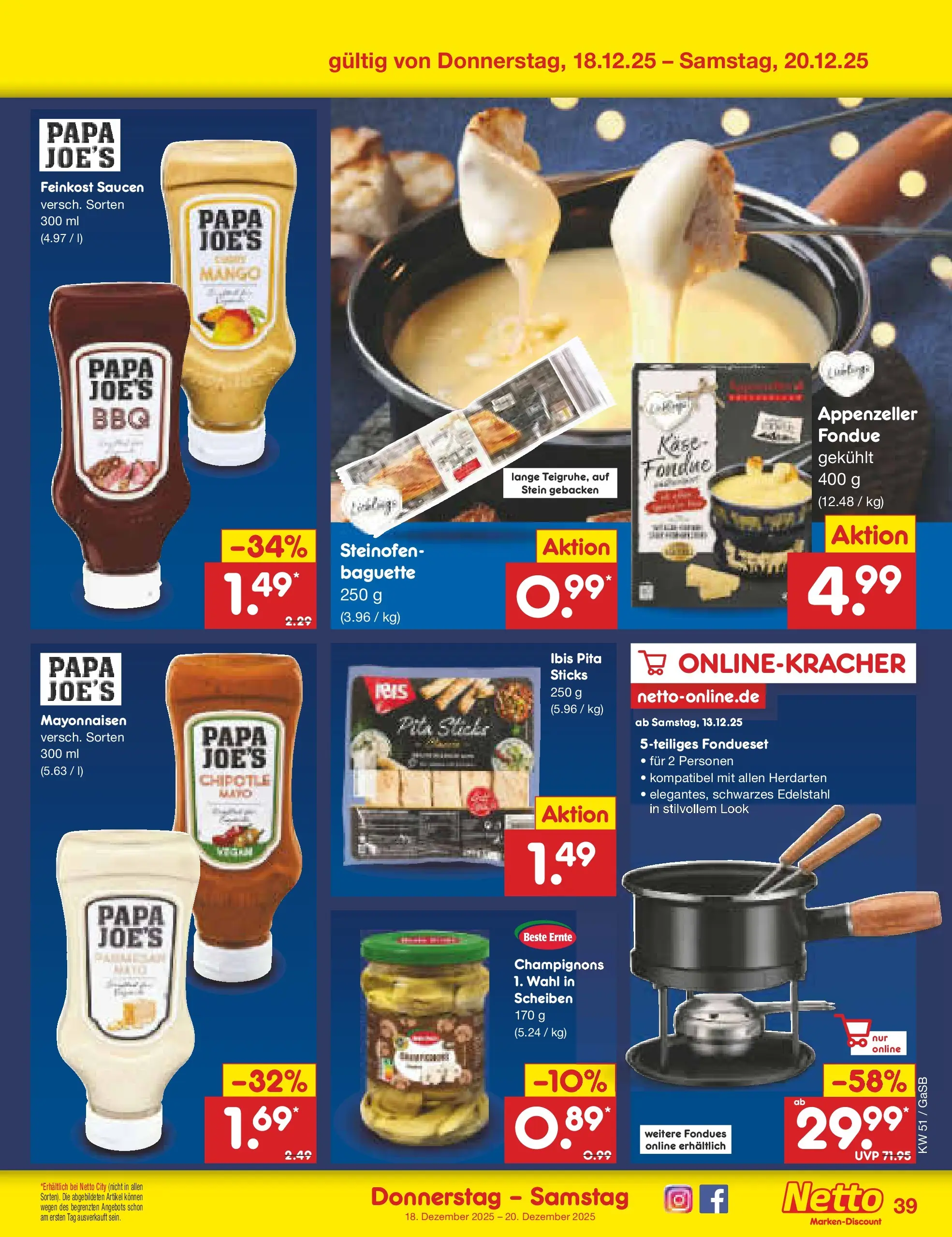 Netto Marken-Discount prospekt Bremen-Lesum	 (ab 15.12.2025) » Angebote | Seite: 47 | Produkte: Baguette, Champignons, Mango, Fondue