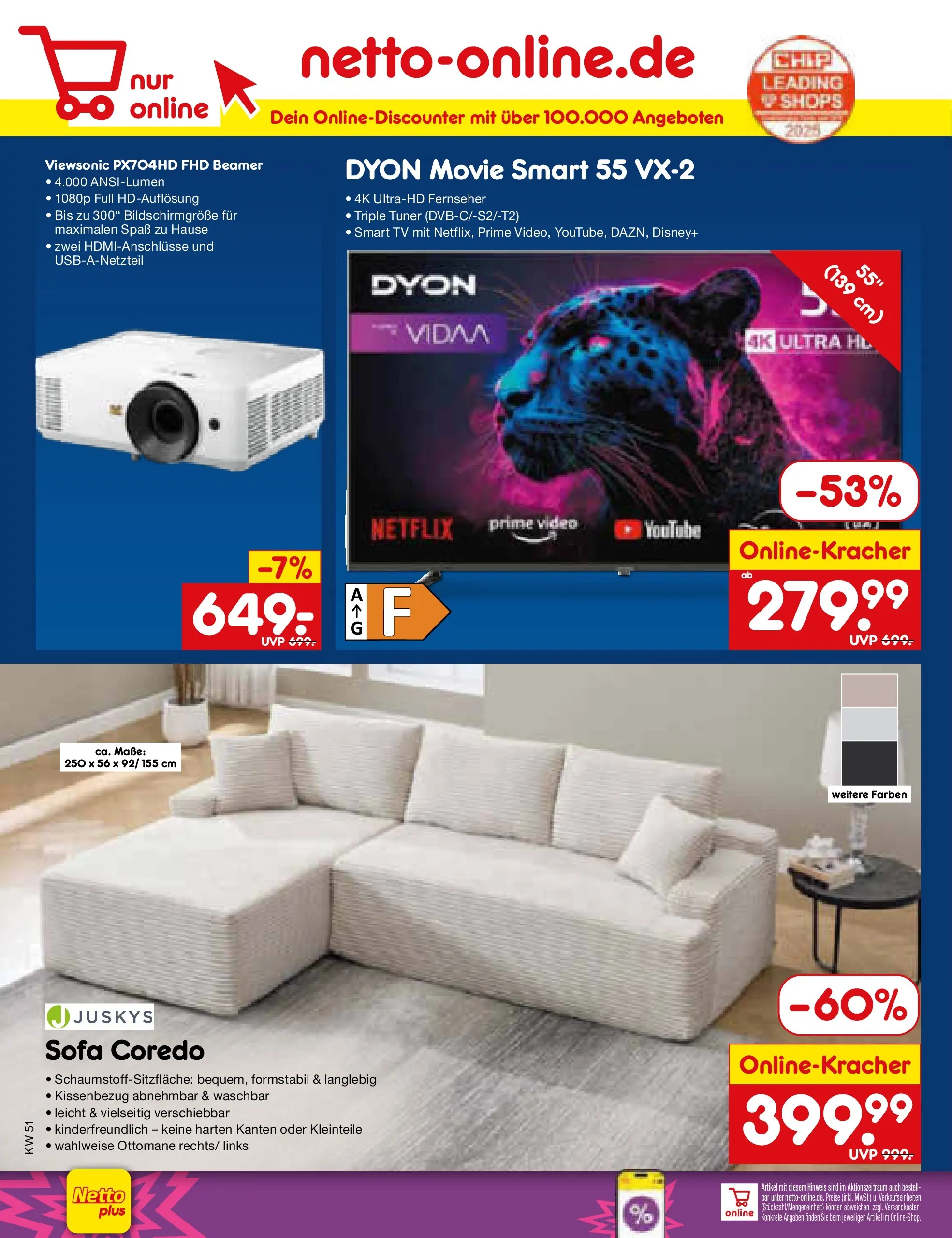 Netto Marken-Discount prospekt Stemwede-Dielingen (ab 14.12.2025) » Angebote | Seite: 56 | Produkte: Smart TV, TV, Video, Beamer Netto Marken-Discount prospekt Stemwede-Dielingen (ab 14.12.2025) » Angebote | Seite: 56 | Produkte: Smart TV, TV, Video, Beamer