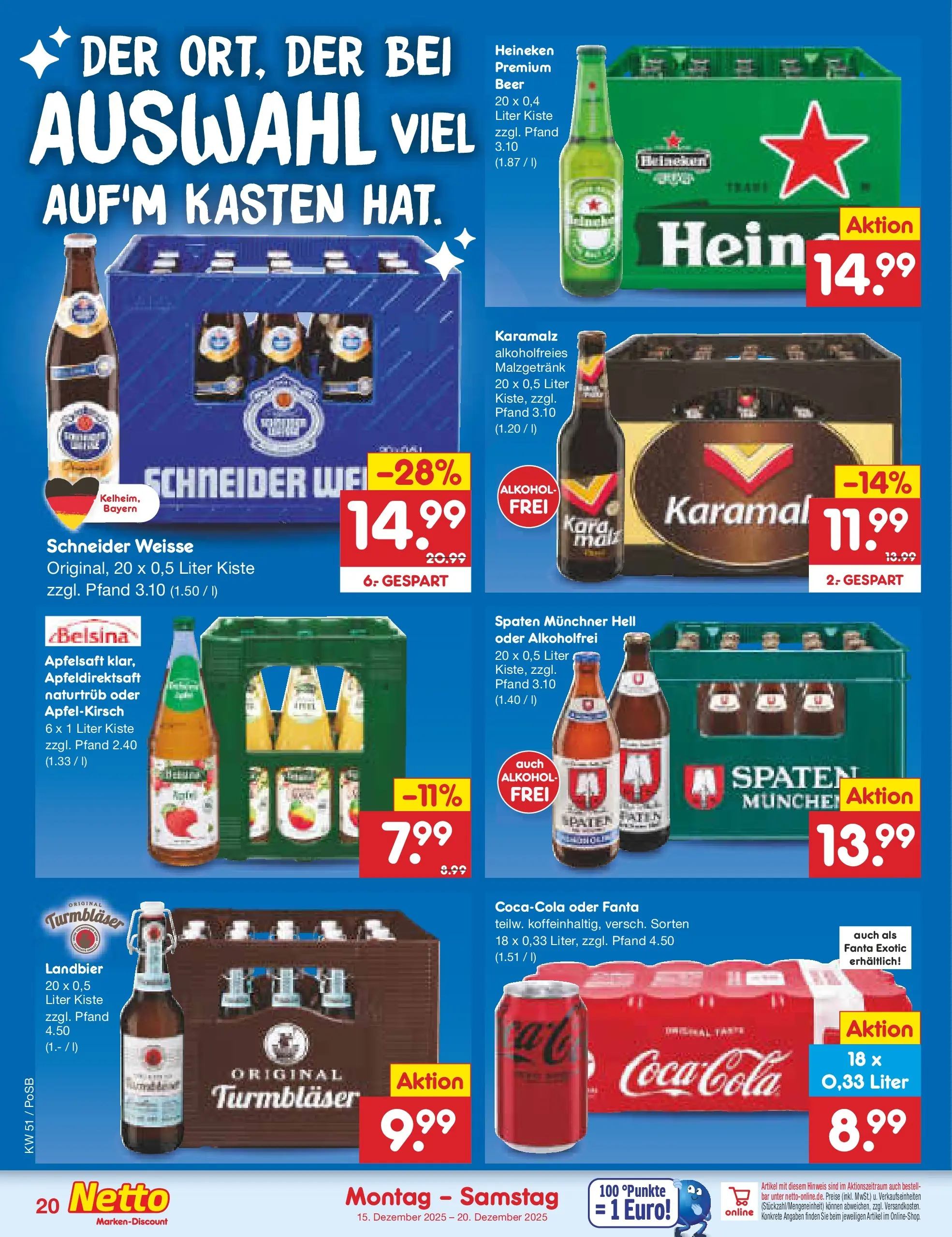 Netto Marken-Discount prospekt Regensburg	 (ab 15.12.2025) » Angebote | Seite: 26 | Produkte: Coca cola, Fanta, Apfelsaft, Heineken