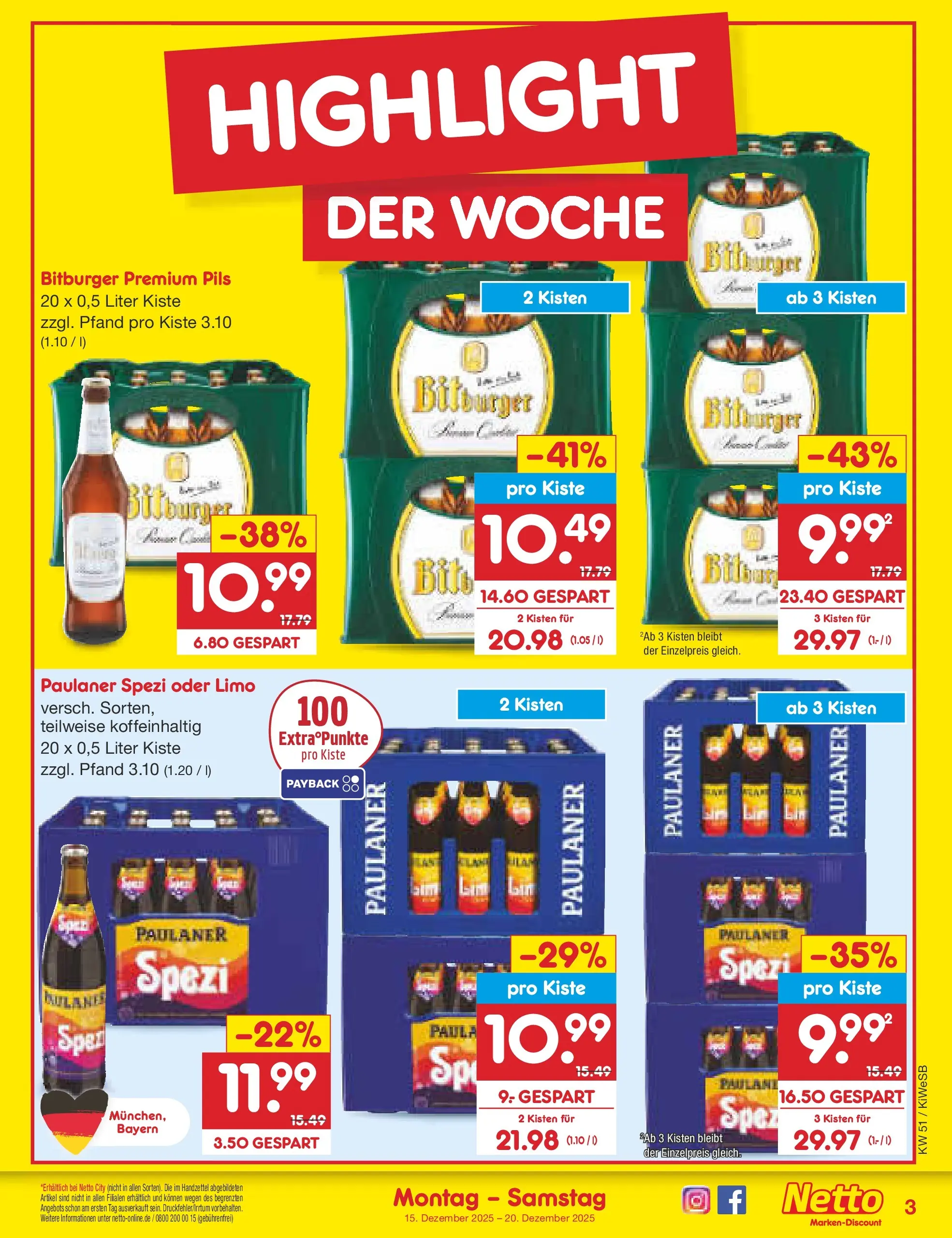 Netto Marken-Discount prospekt Bad Friedrichshall (ab 14.12.2025) » Angebote | Seite: 3 | Produkte: Bitburger, Paulaner spezi, Pils, Paulaner Netto Marken-Discount prospekt Bad Friedrichshall (ab 14.12.2025) » Angebote | Seite: 3 | Produkte: Bitburger, Paulaner spezi, Pils, Paulaner