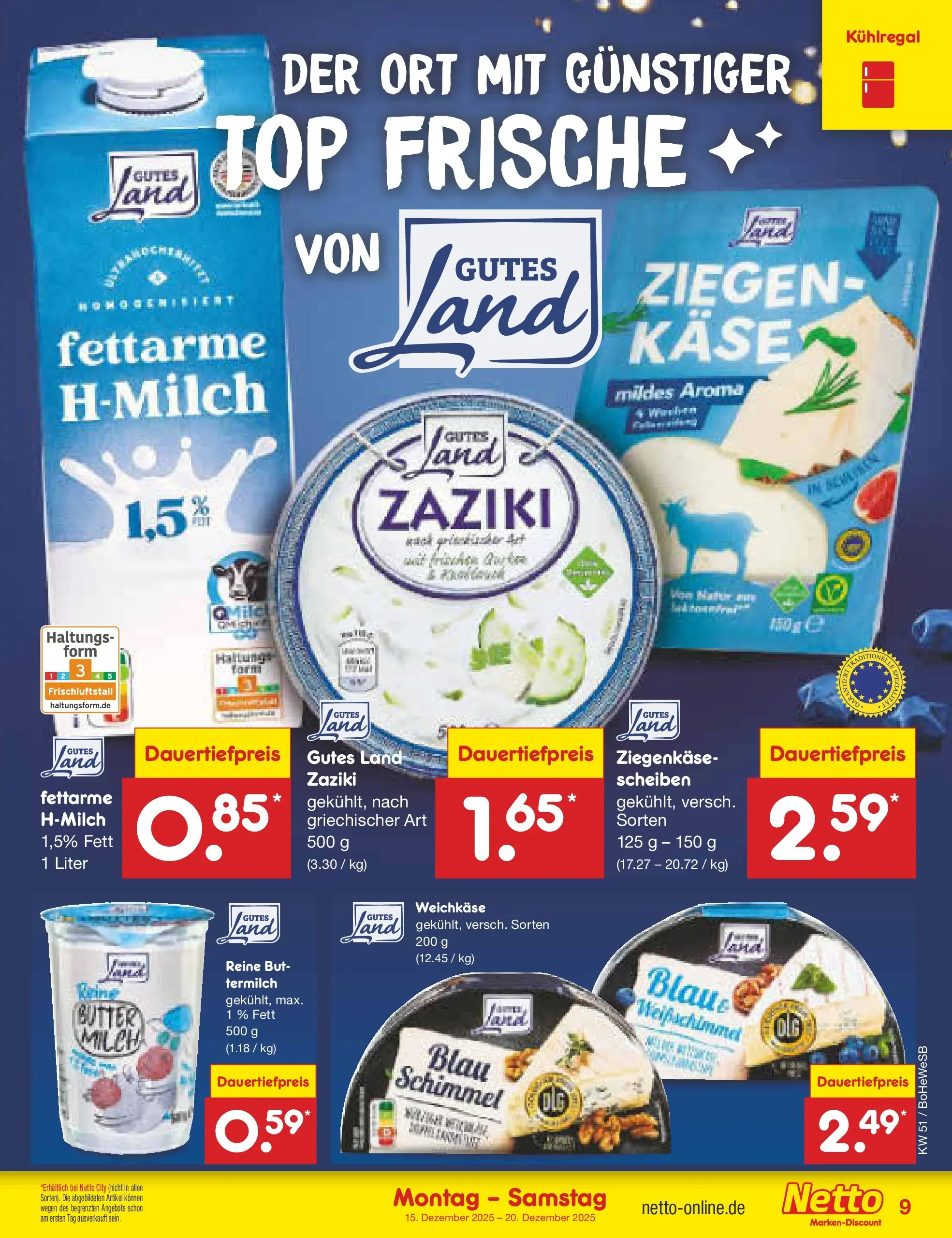 Netto Marken-Discount prospekt Hamburg (ab 15.12.2025) » Angebote | Seite: 9 | Produkte: Top, Milch, Butter, Käse Netto Marken-Discount prospekt Hamburg (ab 15.12.2025) » Angebote | Seite: 9 | Produkte: Top, Milch, Butter, Käse