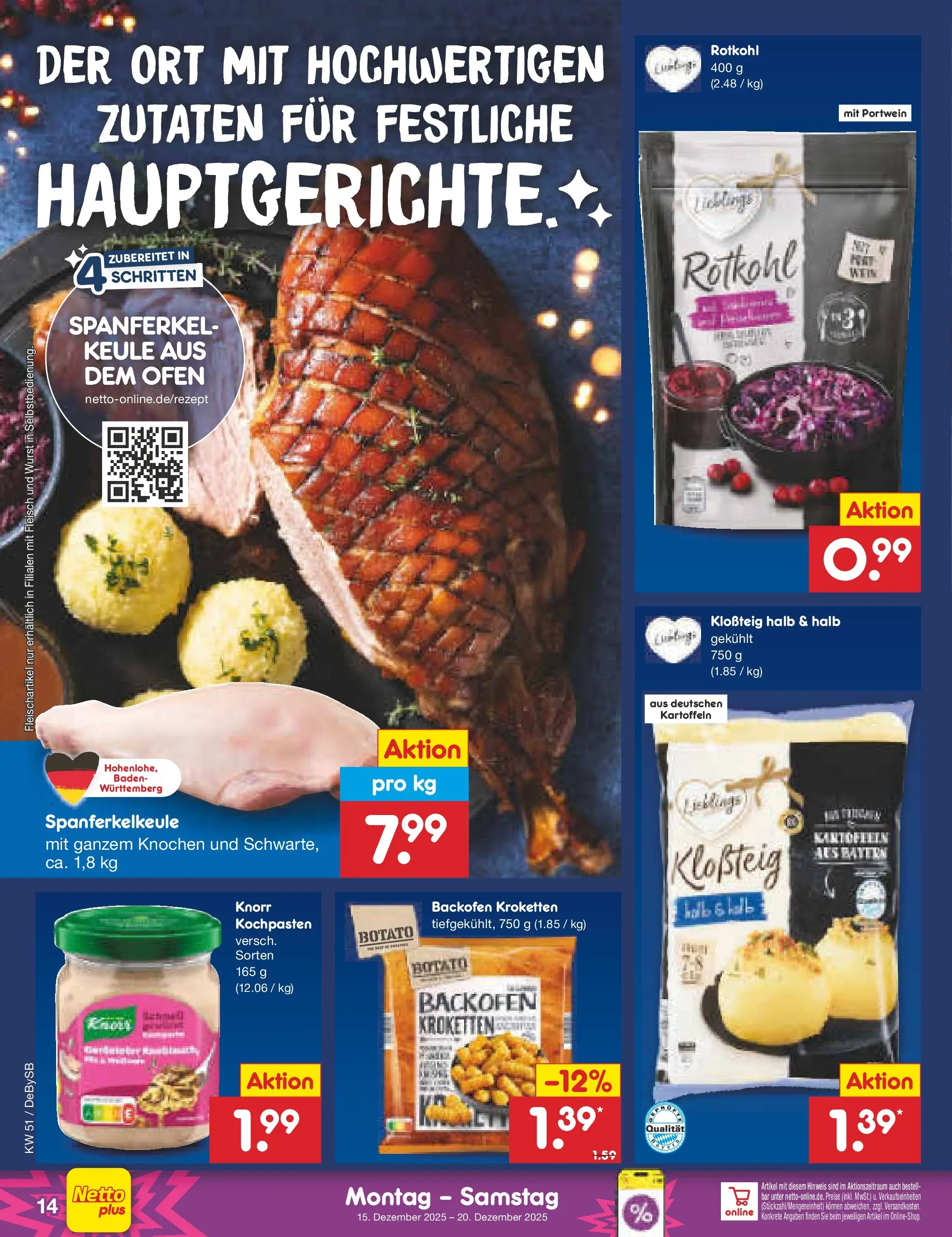 Netto Marken-Discount prospekt Thierhaupten (ab 15.12.2025) » Angebote | Seite: 14 | Produkte: Ofen, Kartoffeln, Wurst, Fleisch Netto Marken-Discount prospekt Thierhaupten (ab 15.12.2025) » Angebote | Seite: 14 | Produkte: Ofen, Kartoffeln, Wurst, Fleisch