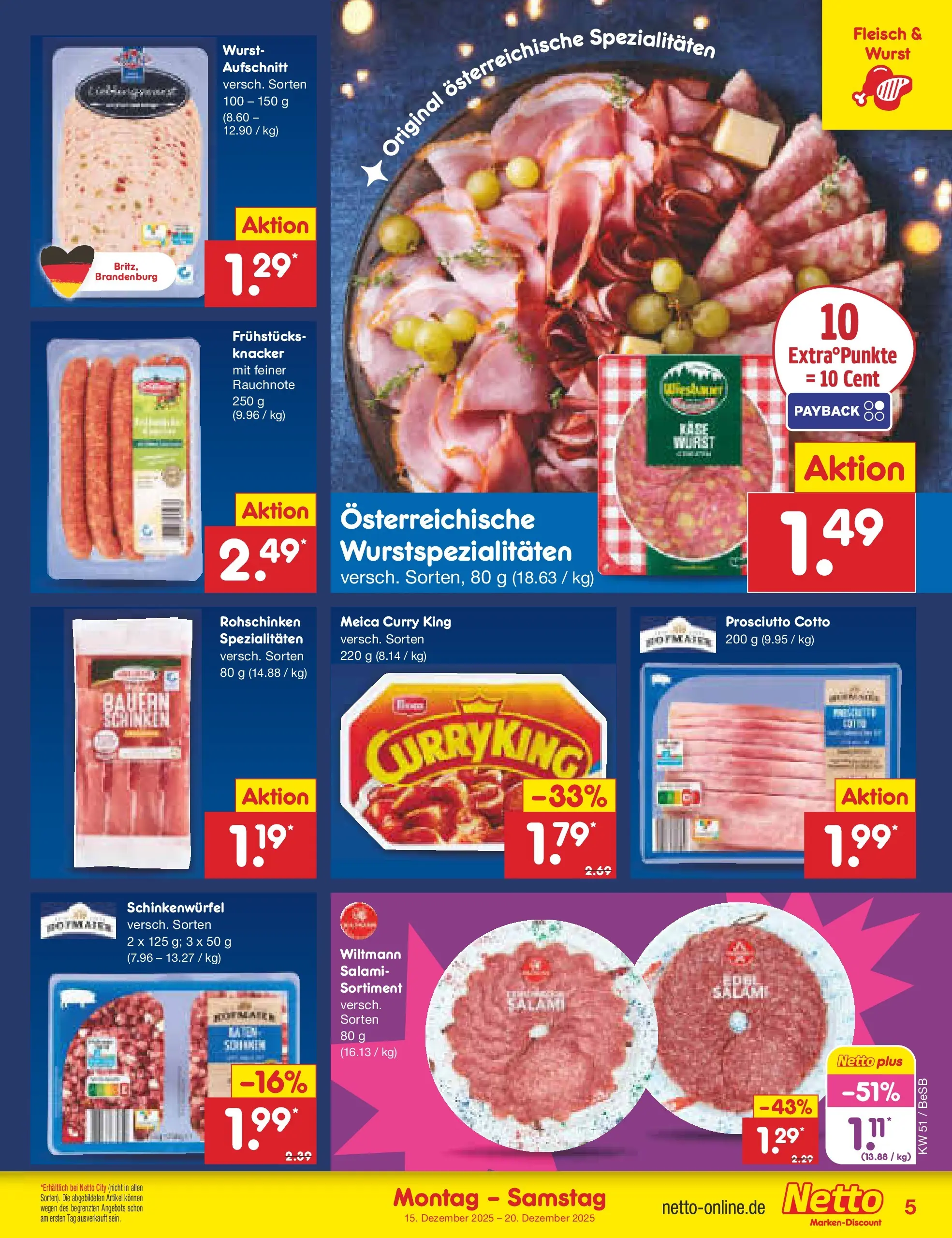 Netto Marken-Discount prospekt Kremmen (ab 15.12.2025) » Angebote | Seite: 5 | Produkte: Käse, Meica, Wurst, Salami Netto Marken-Discount prospekt Kremmen (ab 15.12.2025) » Angebote | Seite: 5 | Produkte: Käse, Meica, Wurst, Salami
