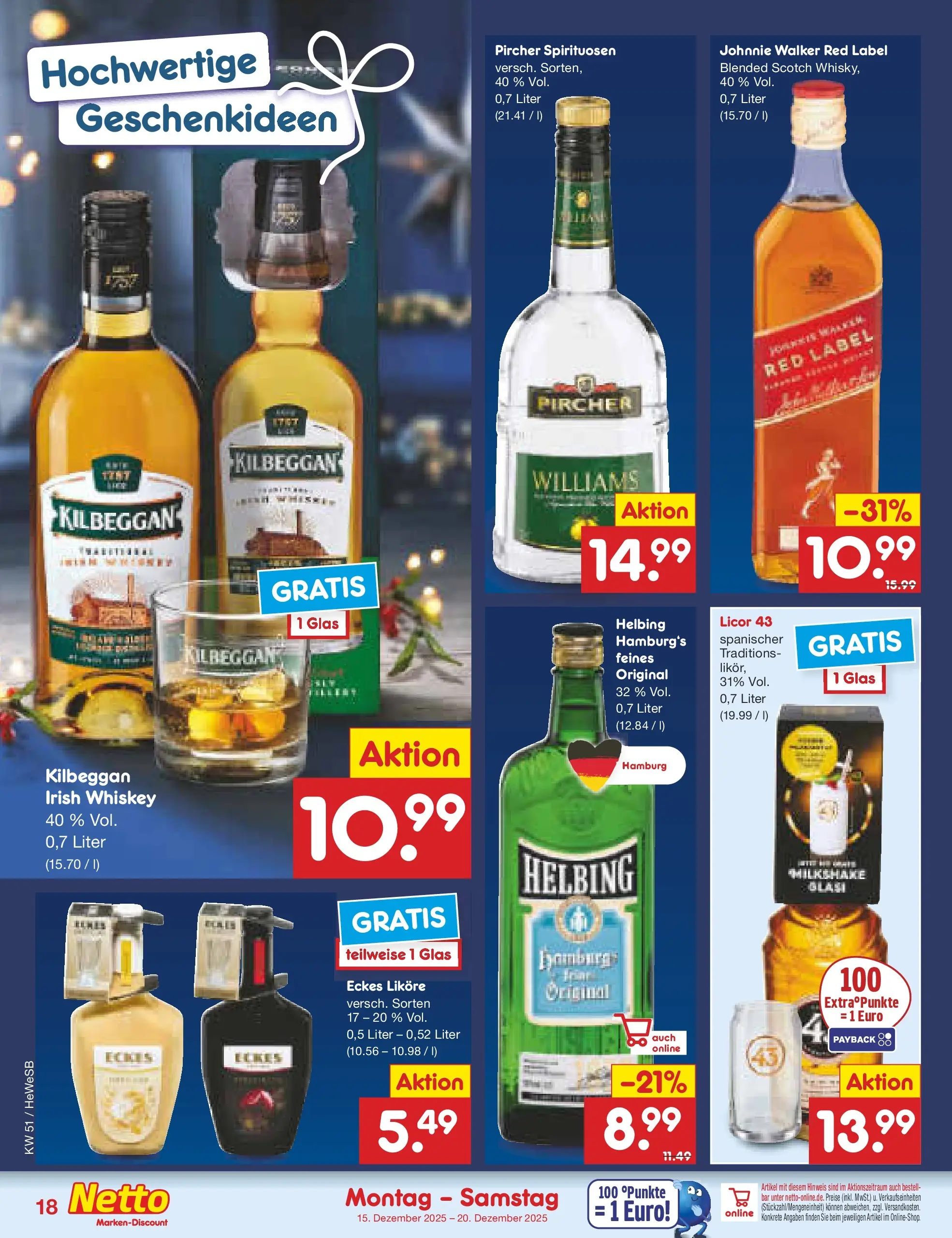 Netto Marken-Discount prospekt Hamburg (ab 15.12.2025) » Angebote | Seite: 20 | Produkte: Whiskey, Johnnie walker Netto Marken-Discount prospekt Hamburg (ab 15.12.2025) » Angebote | Seite: 20 | Produkte: Whiskey, Johnnie walker