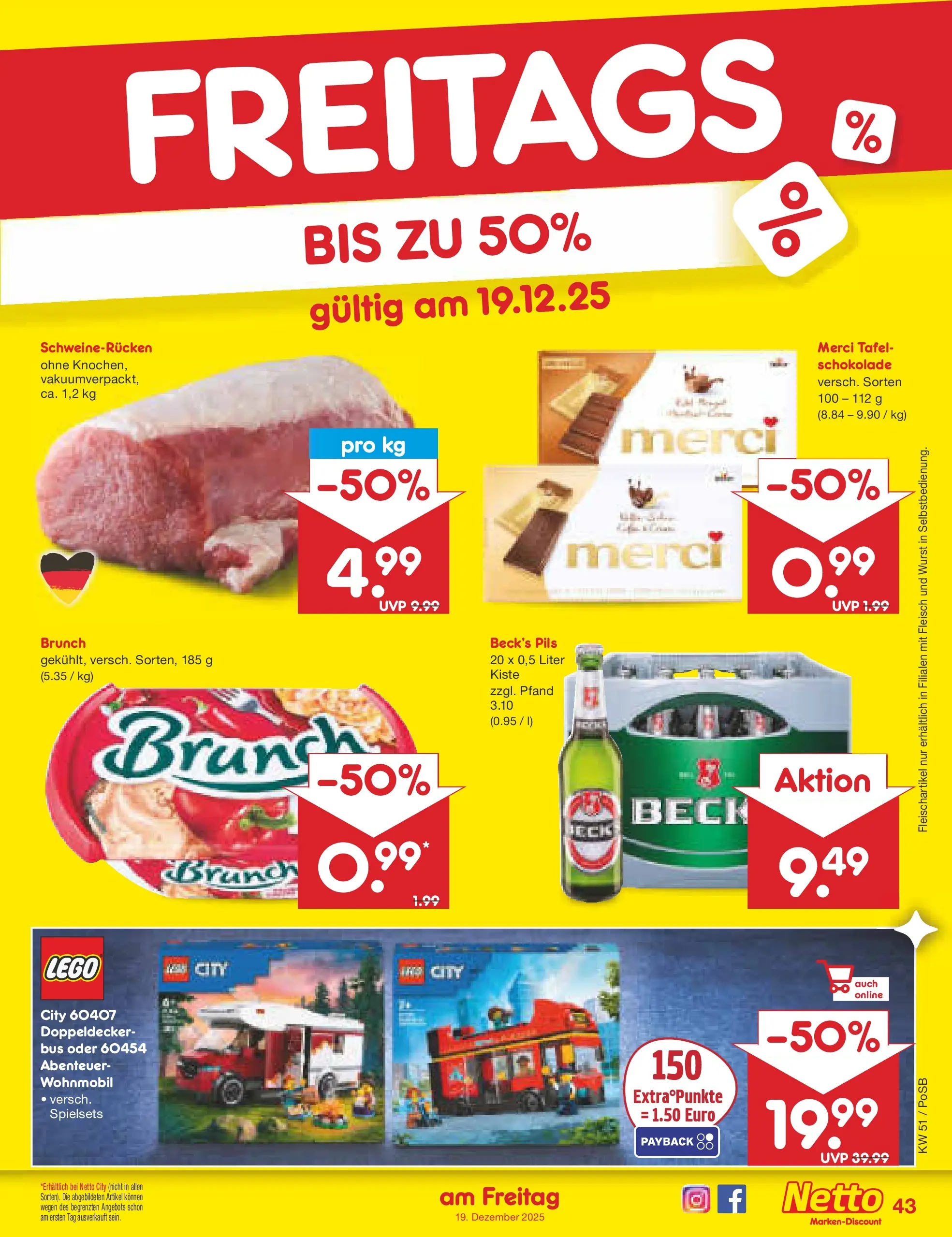 Netto Marken-Discount prospekt Regensburg	 (ab 15.12.2025) » Angebote | Seite: 57 | Produkte: Merci, Wurst, Schweinerucken, Fleisch
