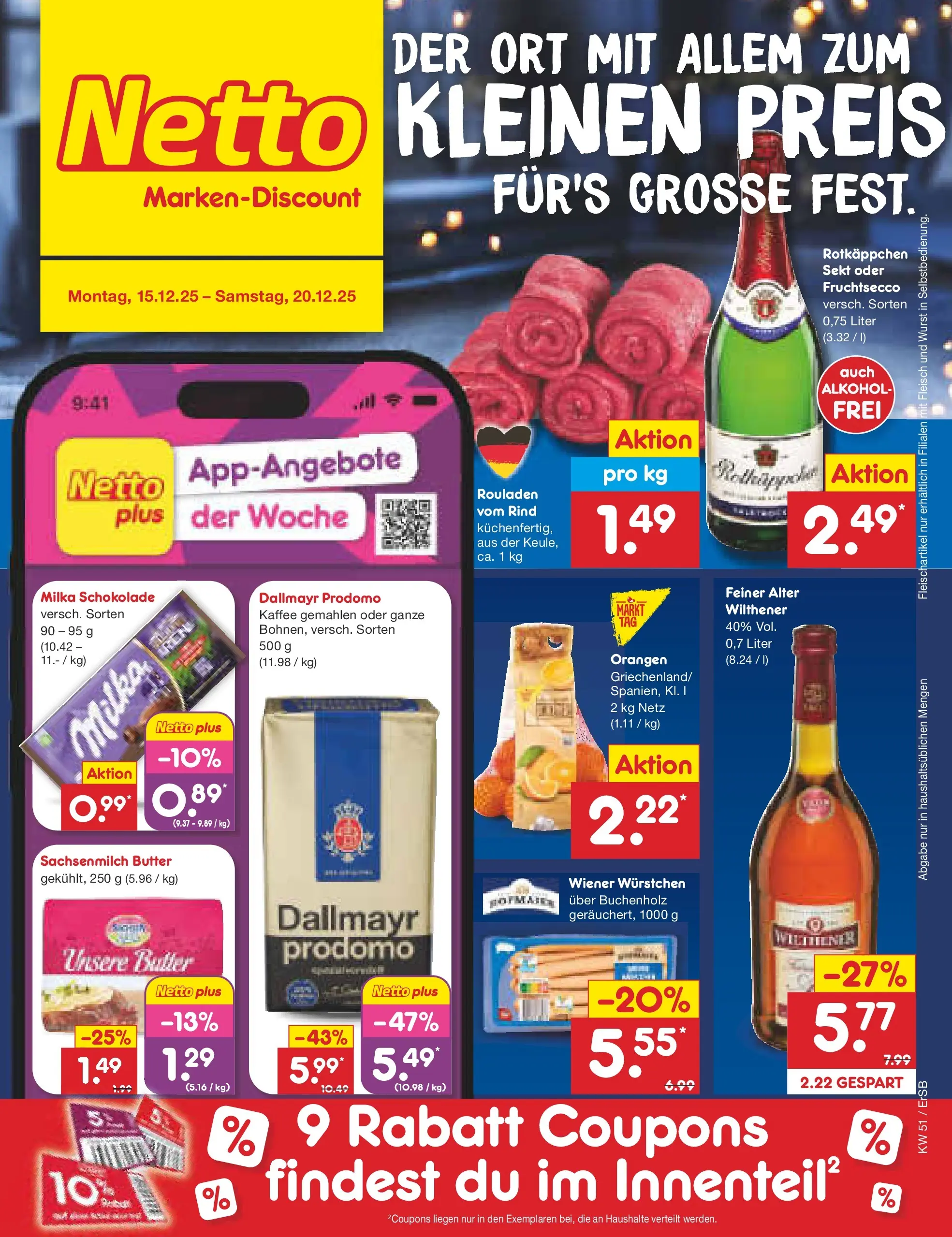 Netto Marken-Discount prospekt Erfurt (ab 15.12.2025) » Angebote | Seite: 1 | Produkte: Wilthener, Kaffee, Schokolade, Milka Netto Marken-Discount prospekt Erfurt (ab 15.12.2025) » Angebote | Seite: 1 | Produkte: Wilthener, Kaffee, Schokolade, Milka
