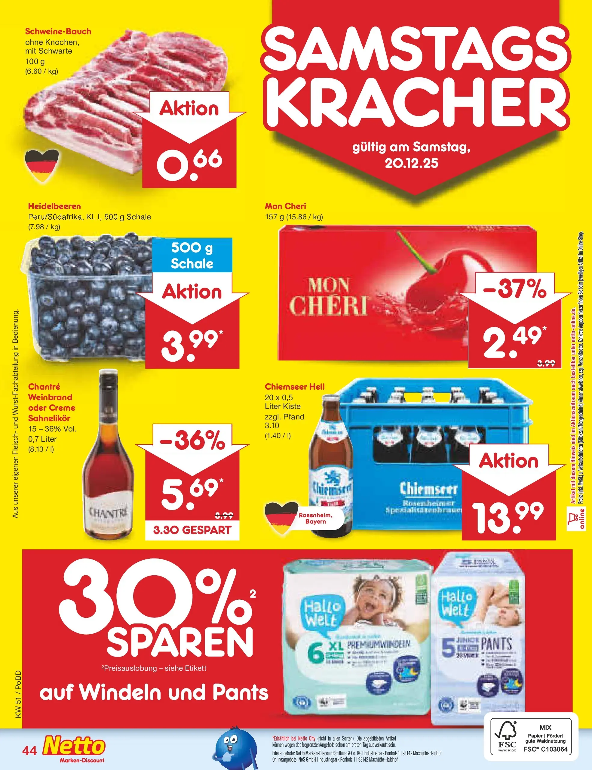 Netto Marken-Discount prospekt Selb (ab 15.12.2025) » Angebote | Seite: 58 | Produkte: Schweinebauch, Heidelbeeren, Chantré, Mon cheri Netto Marken-Discount prospekt Selb (ab 15.12.2025) » Angebote | Seite: 58 | Produkte: Schweinebauch, Heidelbeeren, Chantré, Mon cheri