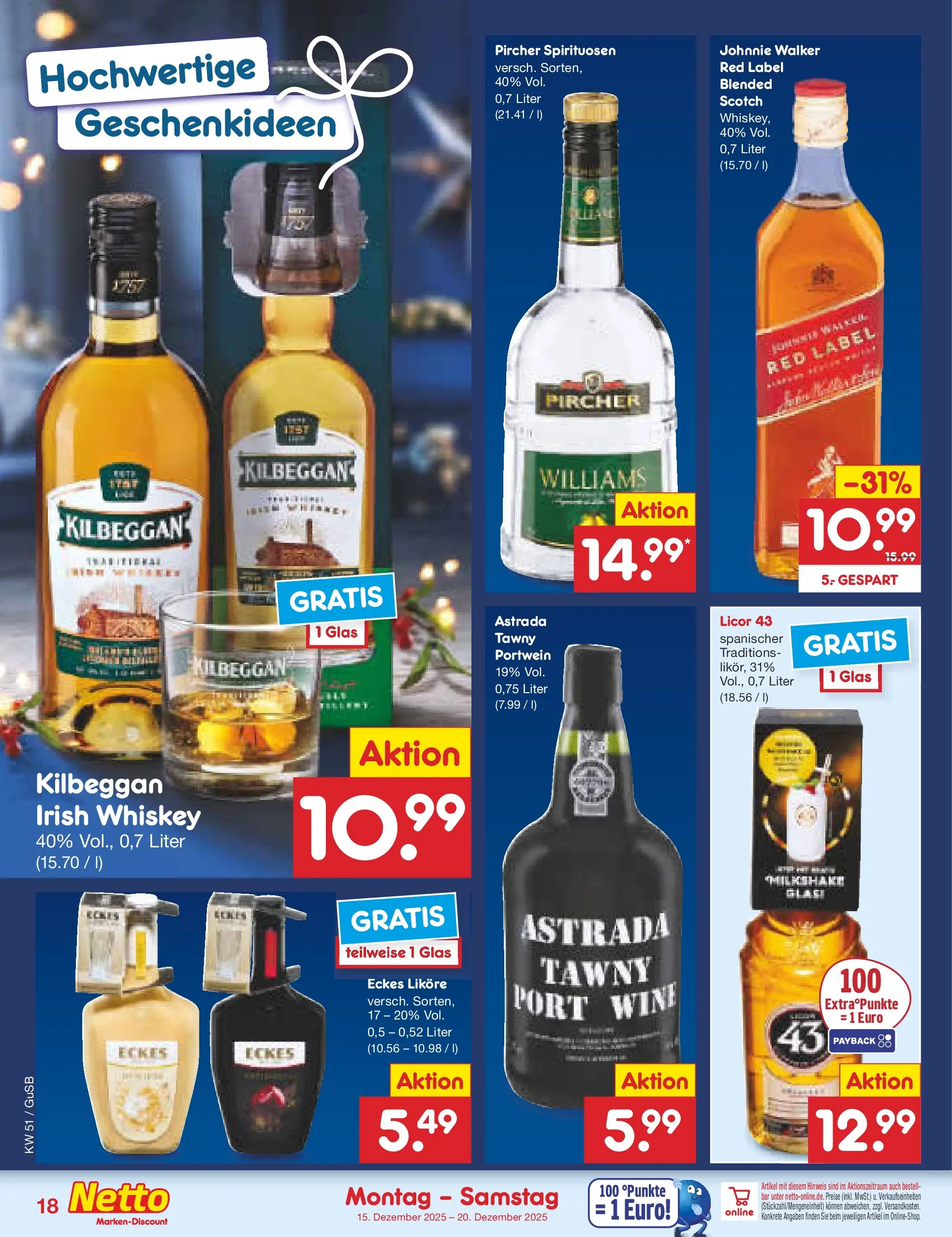 Netto Marken-Discount prospekt Machern (ab 15.12.2025) » Angebote | Seite: 20 | Produkte: Whiskey, Johnnie walker Netto Marken-Discount prospekt Machern (ab 15.12.2025) » Angebote | Seite: 20 | Produkte: Whiskey, Johnnie walker