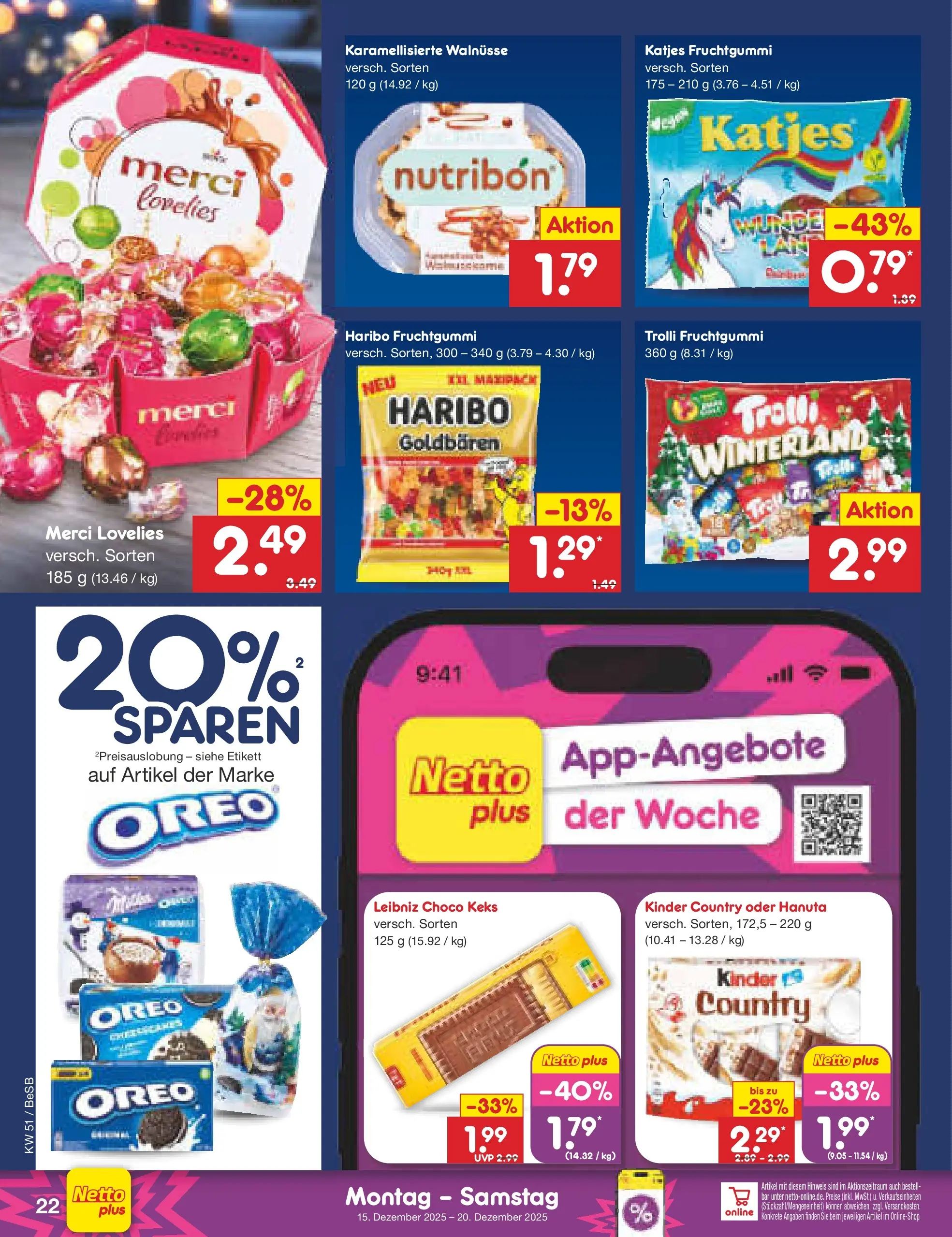 Netto Marken-Discount prospekt Kremmen (ab 15.12.2025) » Angebote | Seite: 30 | Produkte: Merci, Haribo, Katjes, Kinder country Netto Marken-Discount prospekt Kremmen (ab 15.12.2025) » Angebote | Seite: 30 | Produkte: Merci, Haribo, Katjes, Kinder country