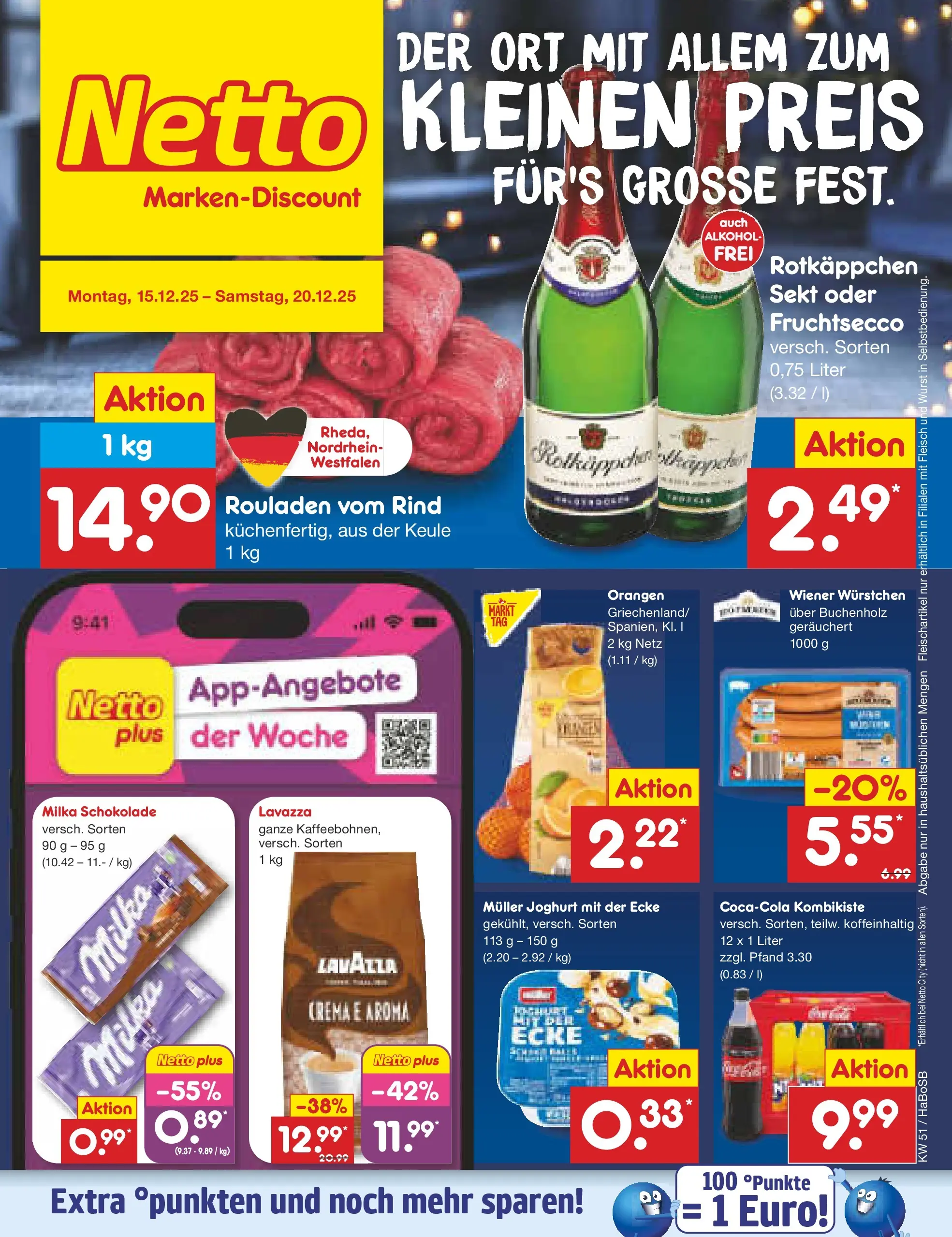 Netto Marken-Discount prospekt Stadtlohn	 (ab 15.12.2025) » Angebote | Seite: 1 | Produkte: Sekt, Milka, Wurst, Fleisch