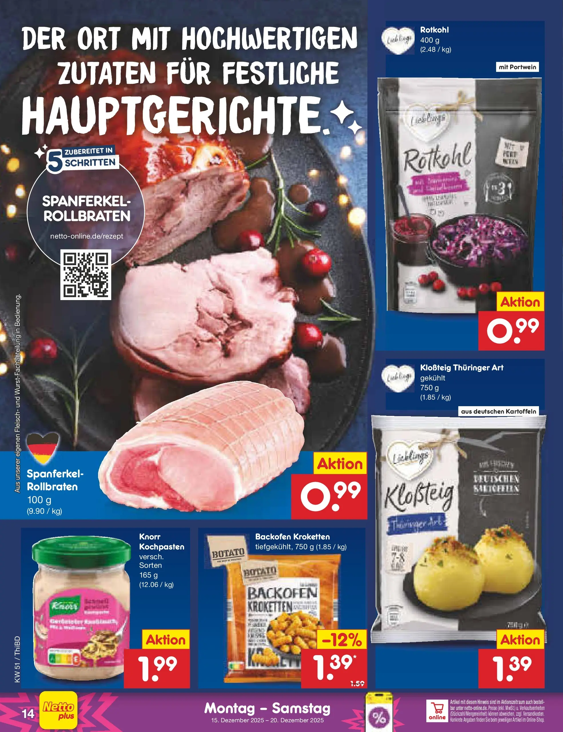 Netto Marken-Discount prospekt Thiendorf	 (ab 15.12.2025) » Angebote | Seite: 14 | Produkte: Knorr, Kartoffeln, Backofen, Fleisch