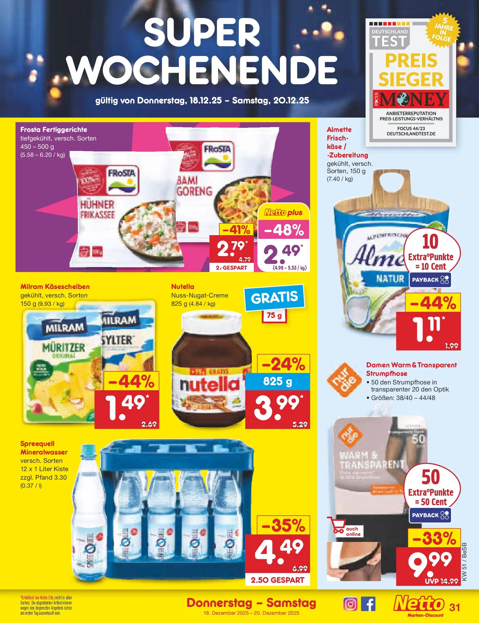 Netto Marken-Discount prospekt Kremmen (ab 15.12.2025) » Angebote | Seite: 39 | Produkte: Frosta, Milram, Fertiggerichte, Strumpfhose Netto Marken-Discount prospekt Kremmen (ab 15.12.2025) » Angebote | Seite: 39 | Produkte: Frosta, Milram, Fertiggerichte, Strumpfhose