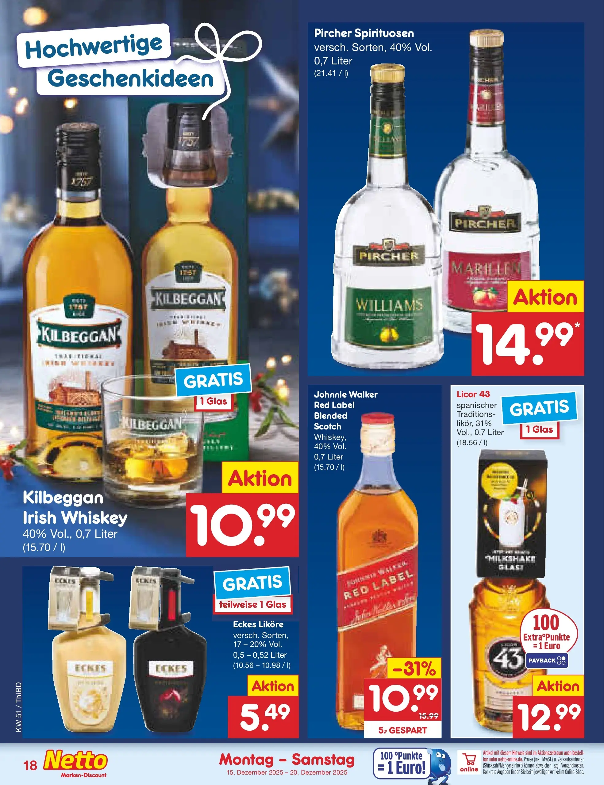 Netto Marken-Discount prospekt Thiendorf	 (ab 15.12.2025) » Angebote | Seite: 20 | Produkte: Whiskey, Johnnie walker