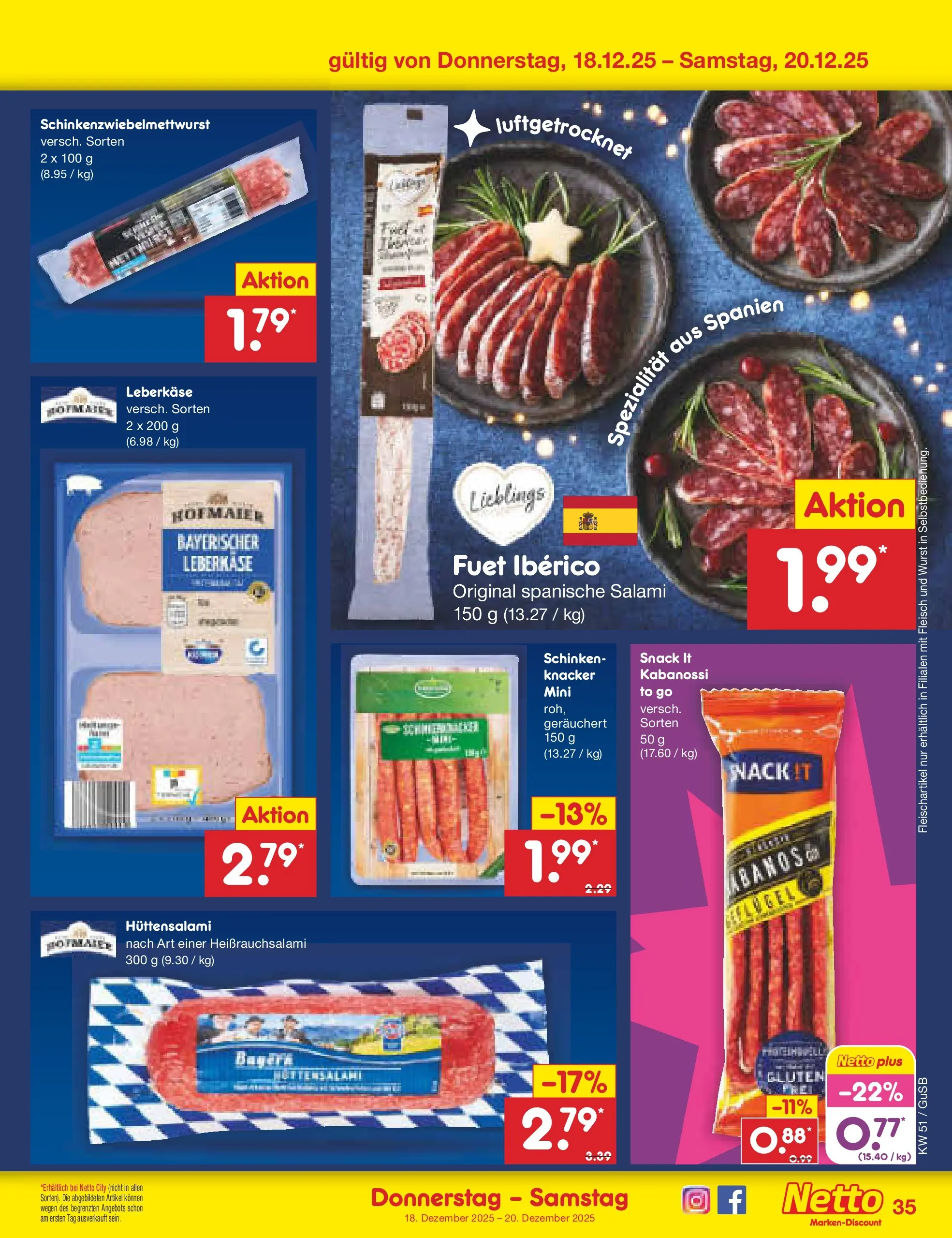 Netto Marken-Discount prospekt Machern (ab 15.12.2025) » Angebote | Seite: 43 | Produkte: Wurst, Salami, Fleisch, Leberkase Netto Marken-Discount prospekt Machern (ab 15.12.2025) » Angebote | Seite: 43 | Produkte: Wurst, Salami, Fleisch, Leberkase