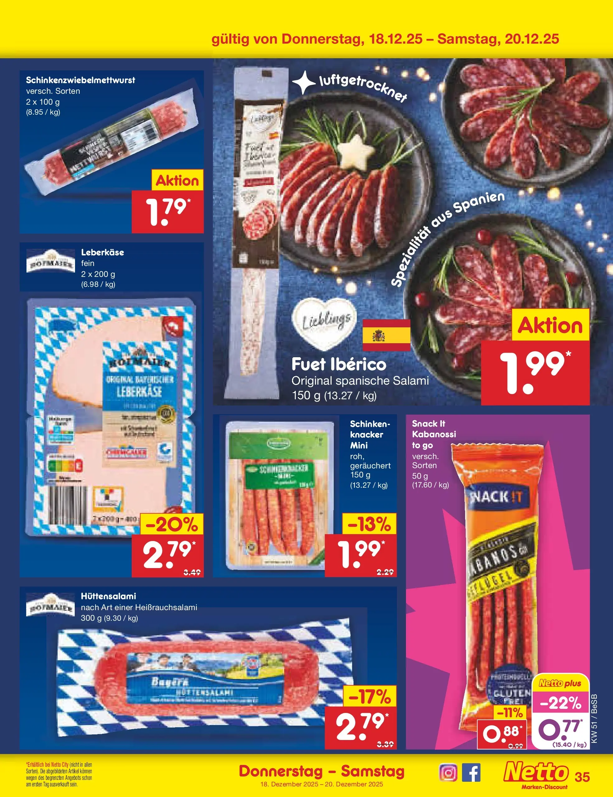 Netto Marken-Discount prospekt Kremmen (ab 15.12.2025) » Angebote | Seite: 43 | Produkte: Salami, Schinken, Leberkase Netto Marken-Discount prospekt Kremmen (ab 15.12.2025) » Angebote | Seite: 43 | Produkte: Salami, Schinken, Leberkase