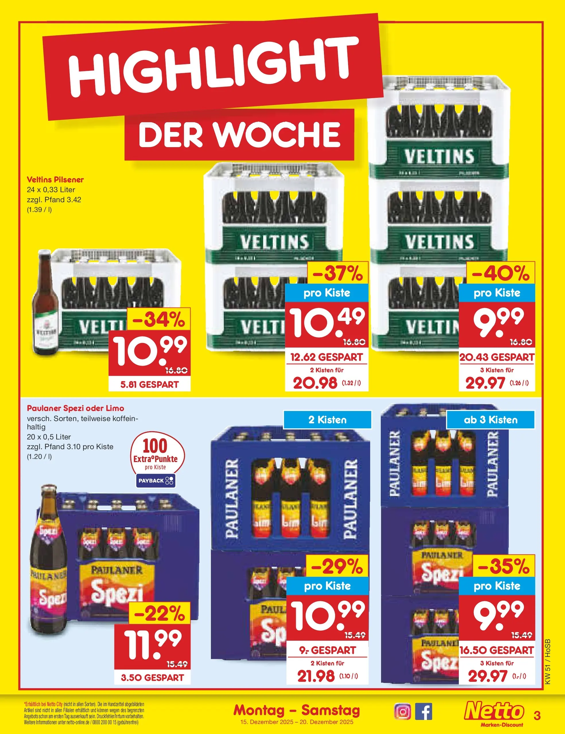 Netto Marken-Discount prospekt Hannover (ab 15.12.2025) » Angebote | Seite: 3 | Produkte: Paulaner spezi, Paulaner, Veltins Netto Marken-Discount prospekt Hannover (ab 15.12.2025) » Angebote | Seite: 3 | Produkte: Paulaner spezi, Paulaner, Veltins