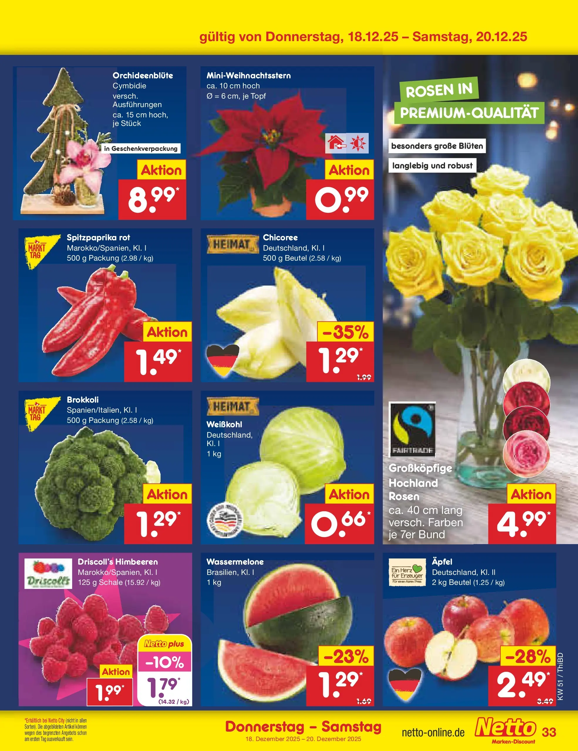 Netto Marken-Discount prospekt Thiendorf	 (ab 15.12.2025) » Angebote | Seite: 41 | Produkte: Himbeeren, Äpfel, Brokkoli, Wassermelone