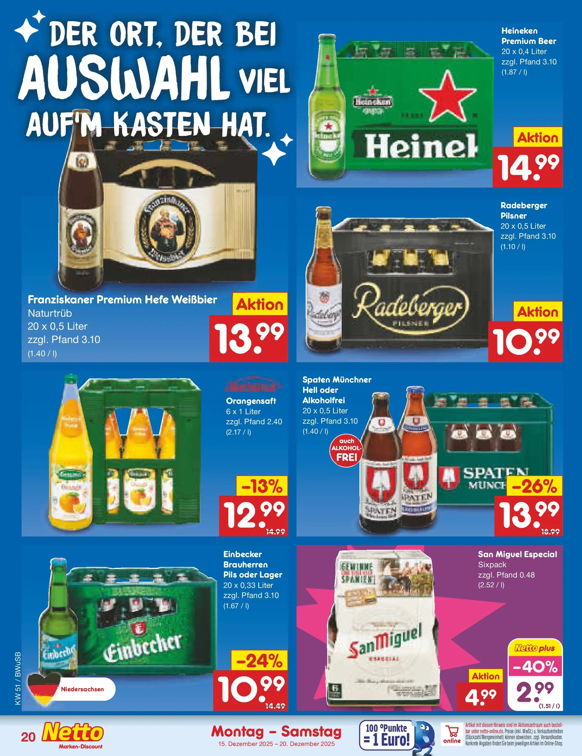 Netto Marken-Discount prospekt Stemwede-Dielingen (ab 14.12.2025) » Angebote | Seite: 24 | Produkte: Weißbier, Orangensaft, Hefe weissbier, Radeberger pilsner Netto Marken-Discount prospekt Stemwede-Dielingen (ab 14.12.2025) » Angebote | Seite: 24 | Produkte: Weißbier, Orangensaft, Hefe weissbier, Radeberger pilsner