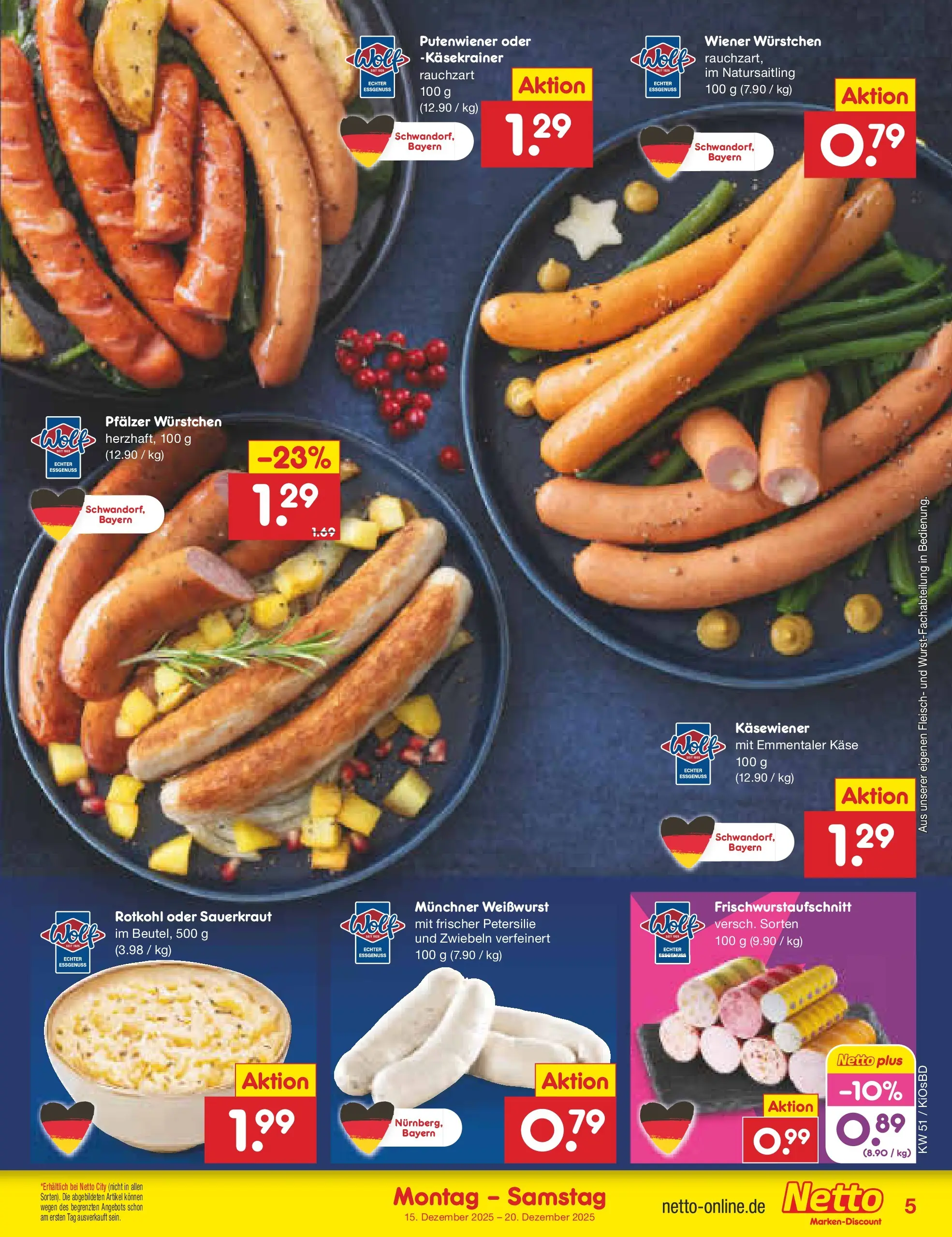 Netto Marken-Discount prospekt Mistelbach	 (ab 15.12.2025) » Angebote | Seite: 5 | Produkte: Wiener wurstchen, Käse, Petersilie, Fleisch
